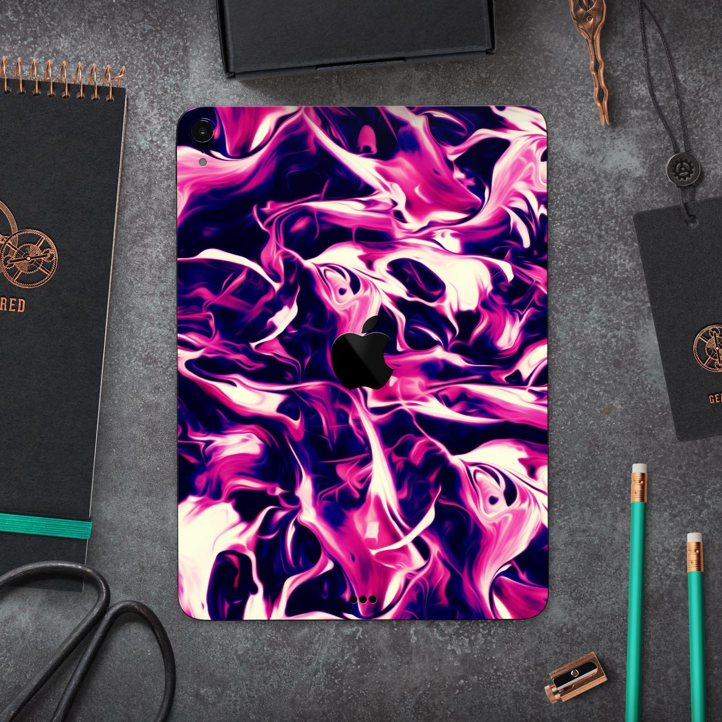 Blurred Abstract Flow V22 skin decal for Apple iPad, showcasing vibrant colors and a sleek design for full body protection.