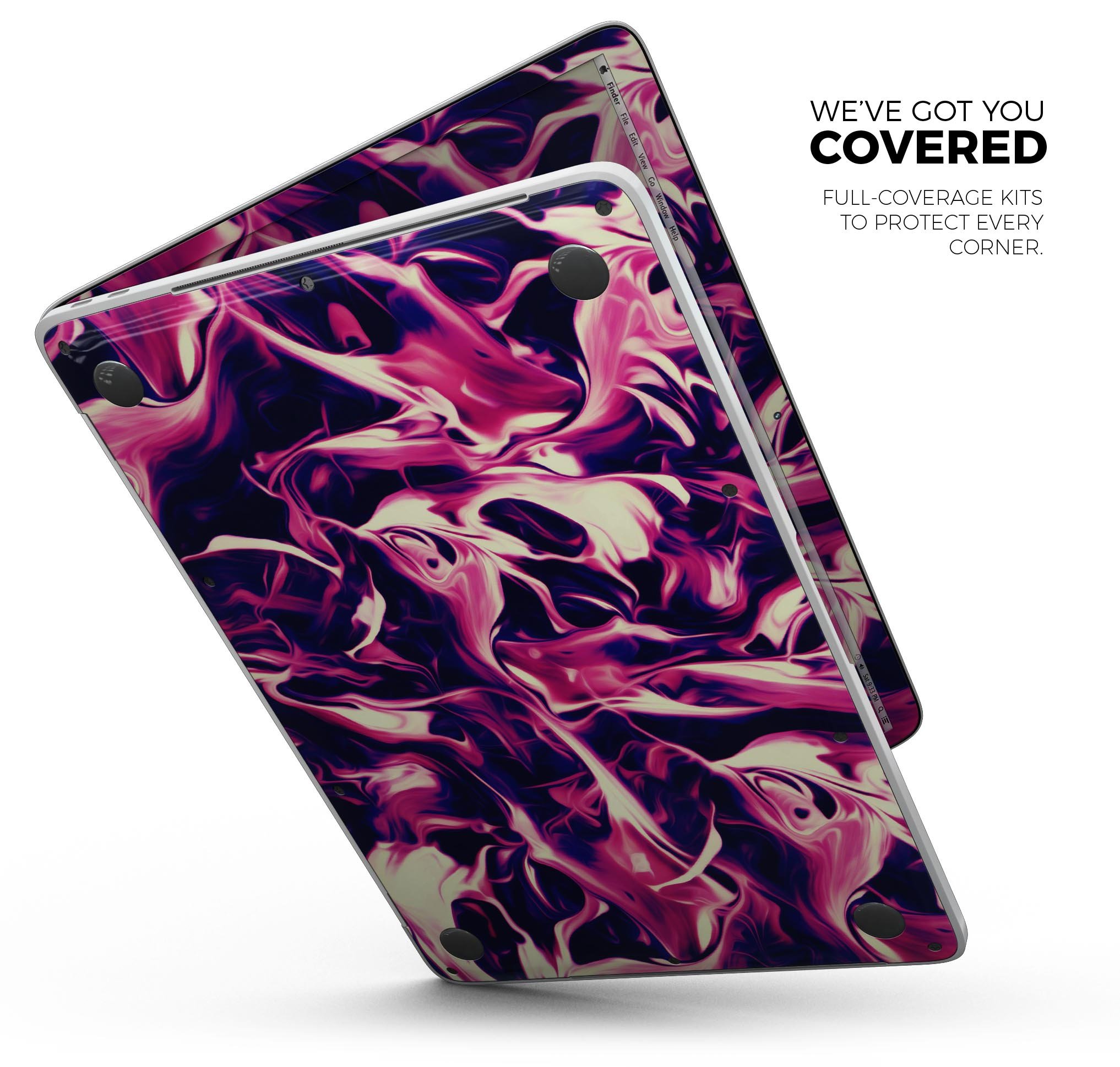 Blurred Abstract Flow V22 skin decal wrap kit for MacBook, showcasing vibrant abstract design and premium vinyl material.