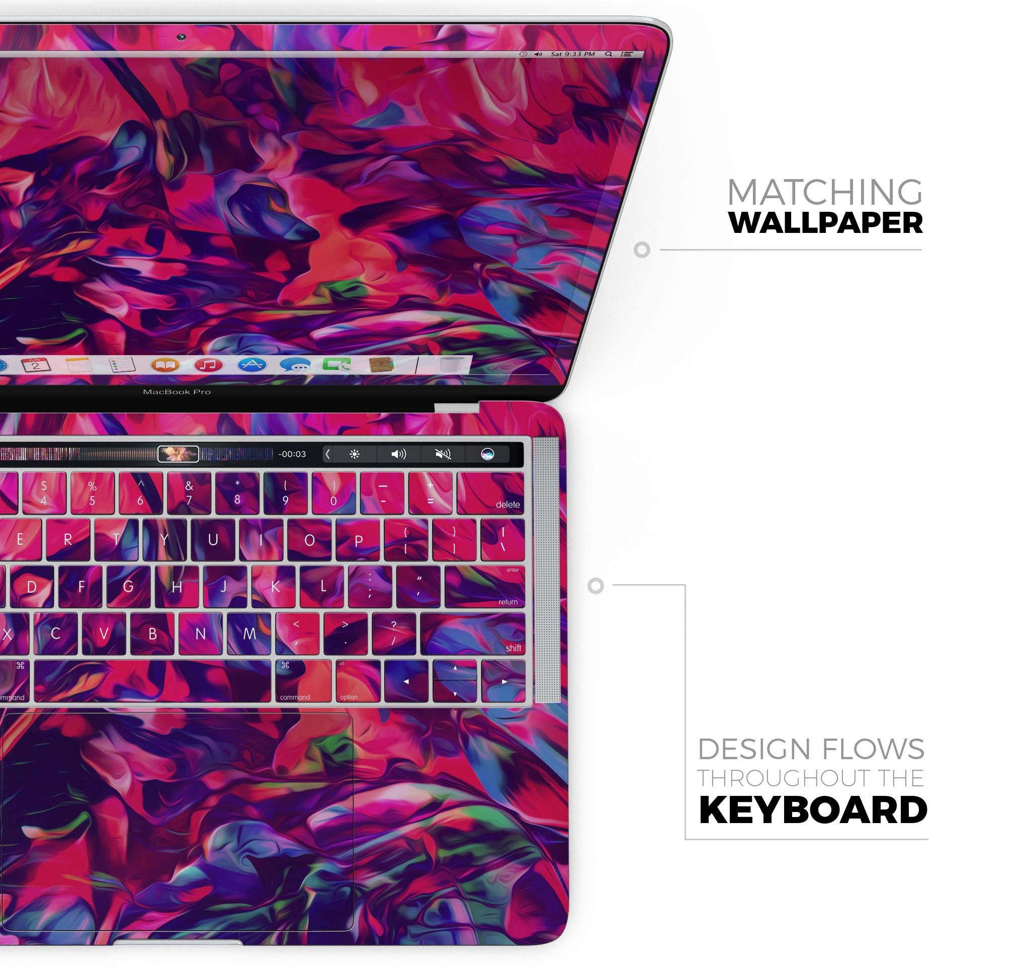 Blurred Abstract Flow V20 skin decal wrap kit for MacBook, showcasing vibrant abstract design and premium vinyl material.