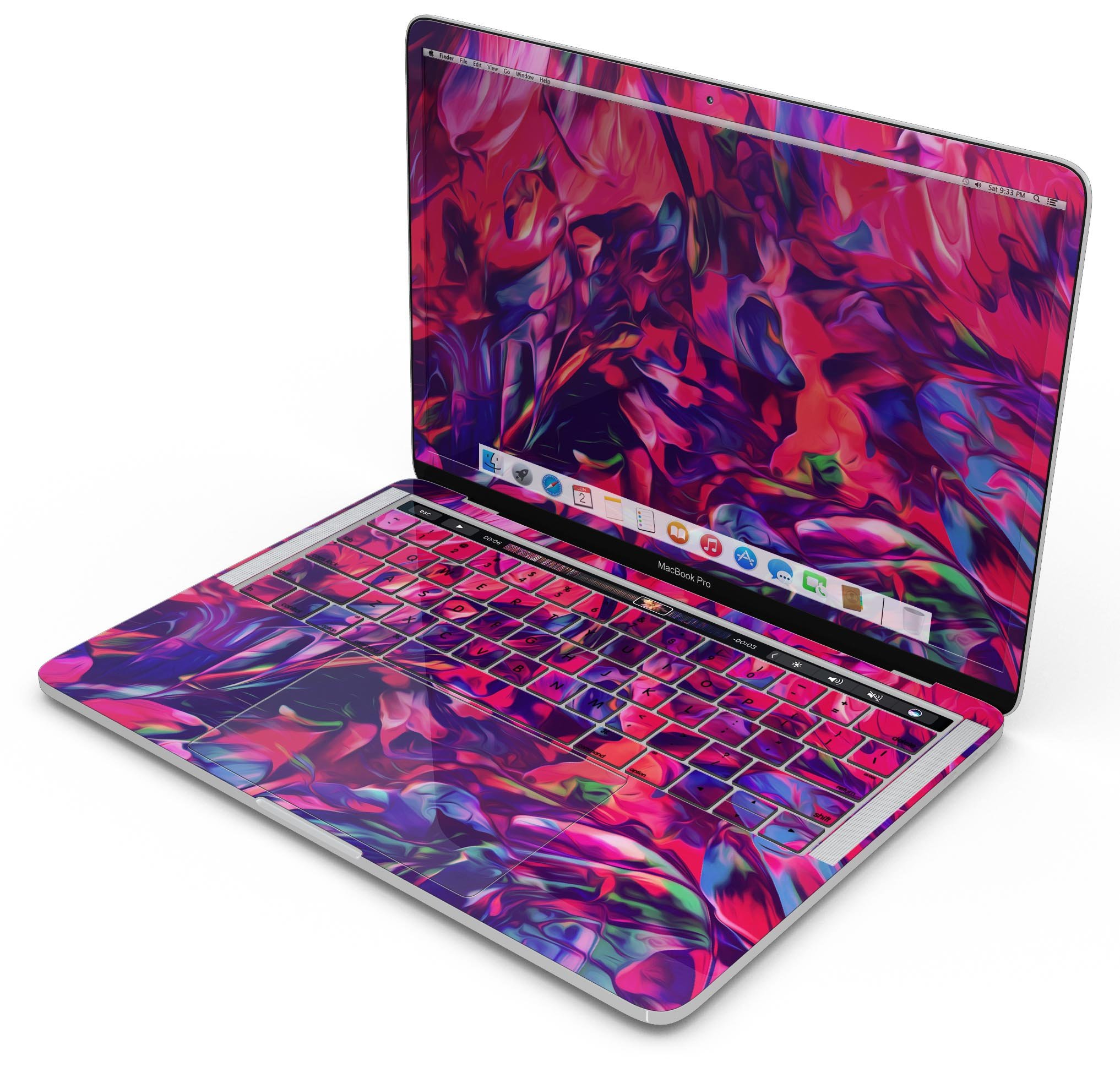 Blurred Abstract Flow V20 skin decal wrap kit for MacBook, showcasing vibrant abstract design and premium vinyl material.