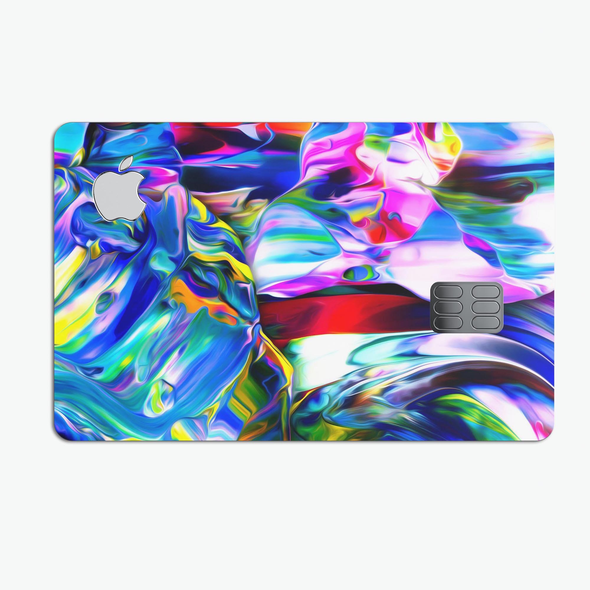 Blurred Abstract Flow V21 skin decal for Apple Card, showcasing a vibrant abstract design with a premium finish.