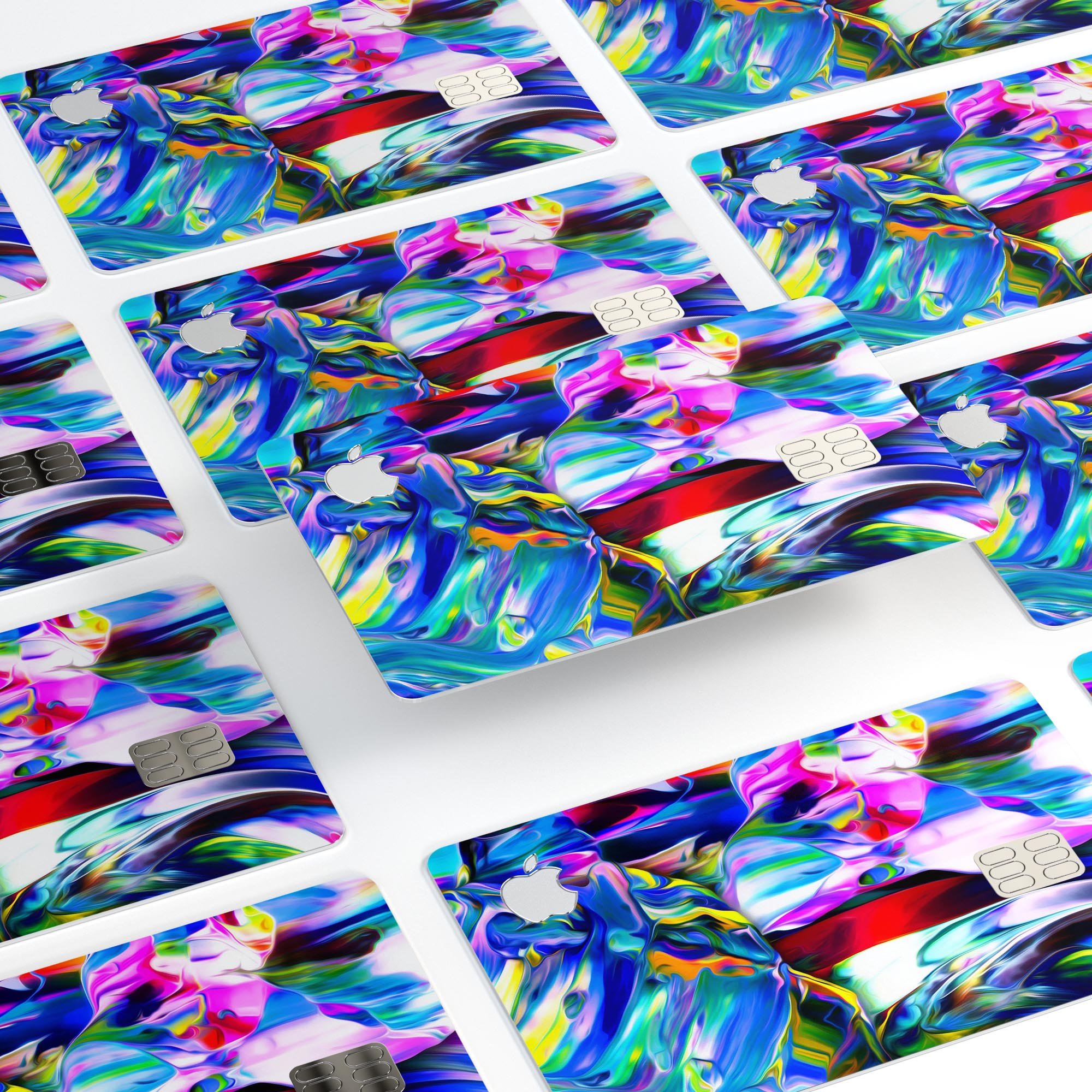 Blurred Abstract Flow V21 skin decal for Apple Card, showcasing a vibrant abstract design with a premium finish.