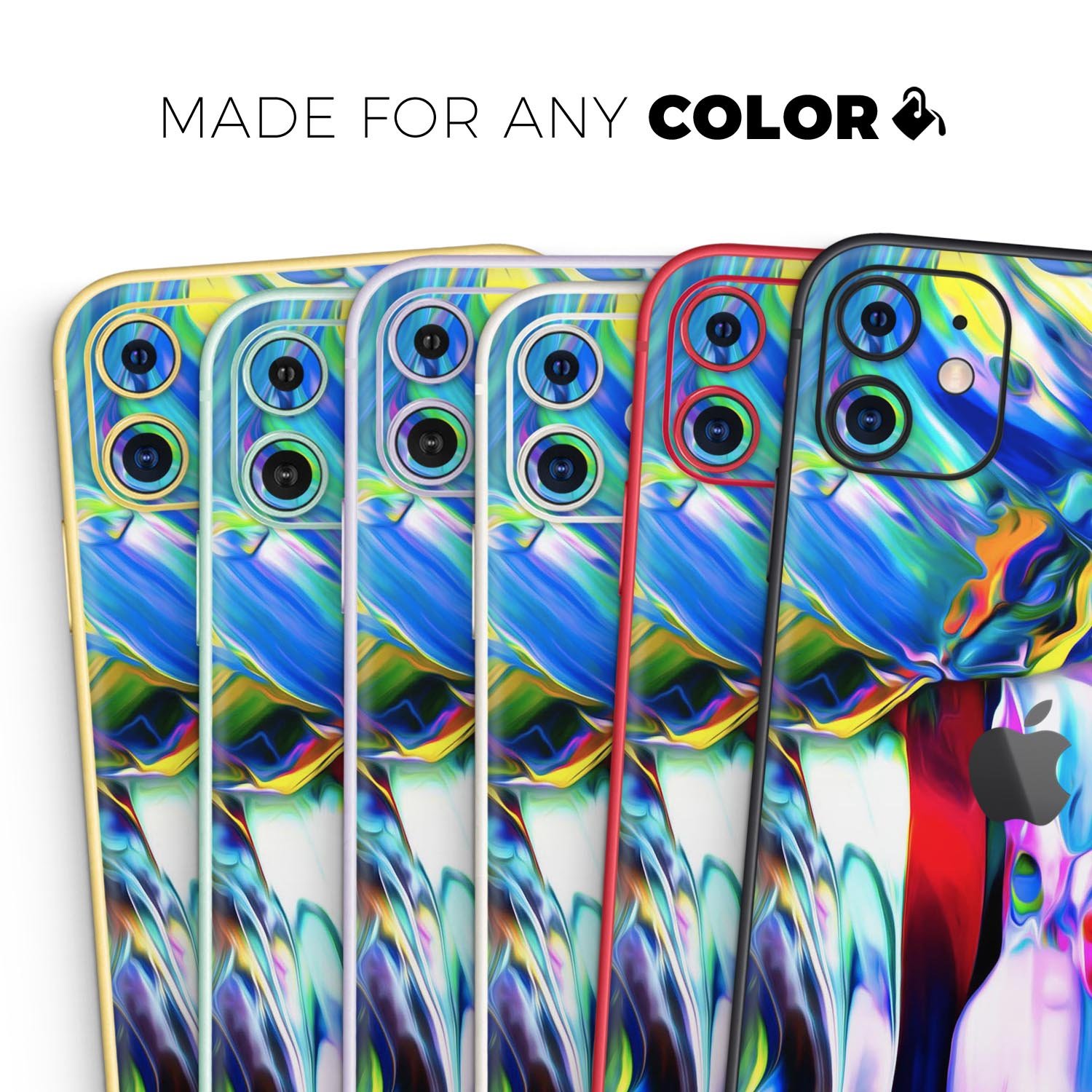 Blurred Abstract Flow V21 skin for Apple iPhone, showcasing vibrant colors and sleek design.