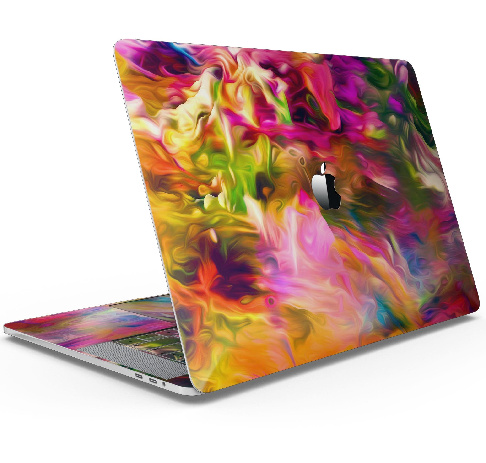 Blurred Abstract Flow V23 skin decal wrap kit for Apple MacBook, showcasing vibrant colors and a sleek design.