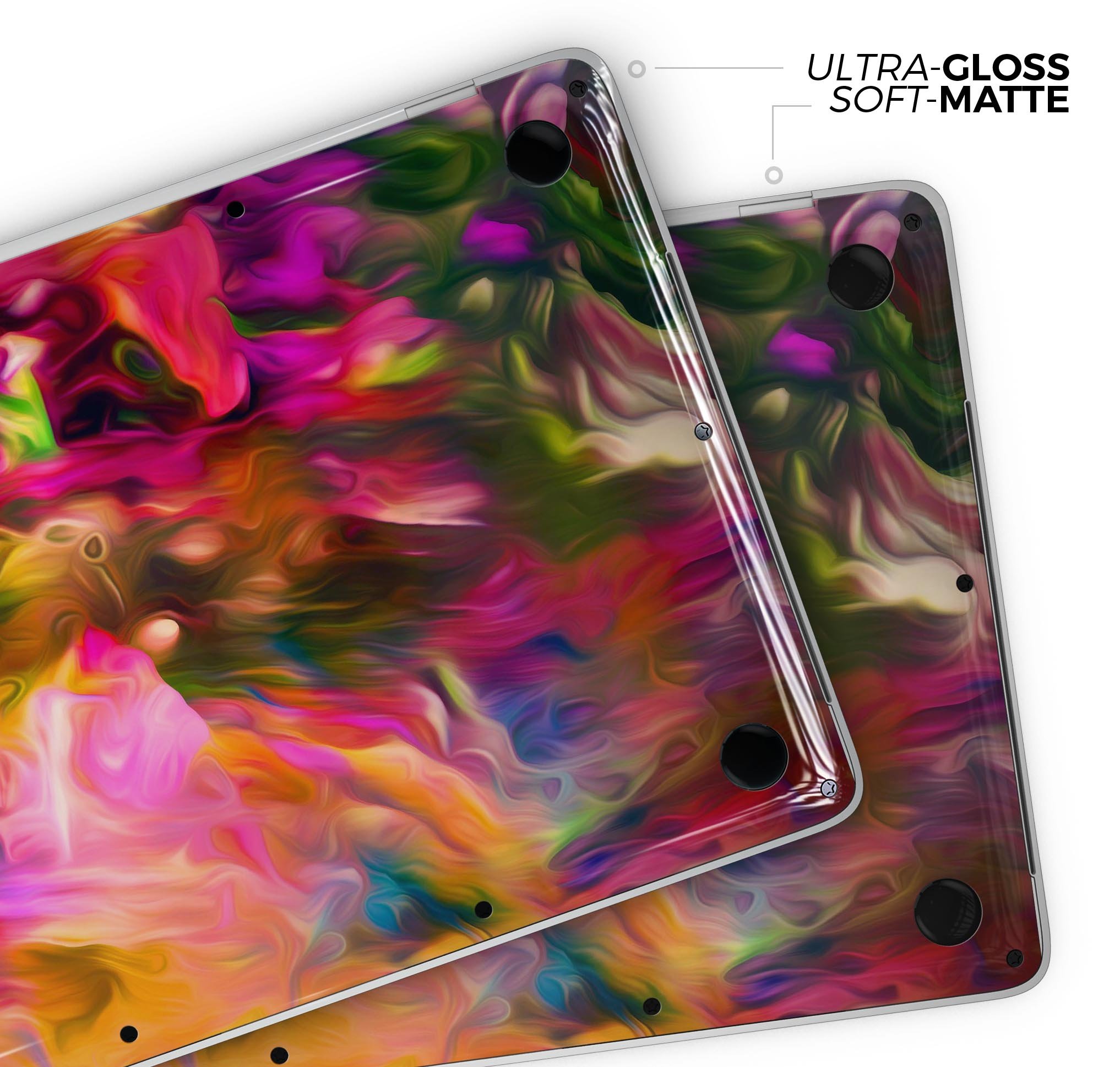 Blurred Abstract Flow V23 skin decal wrap kit for Apple MacBook, showcasing vibrant colors and a sleek design.