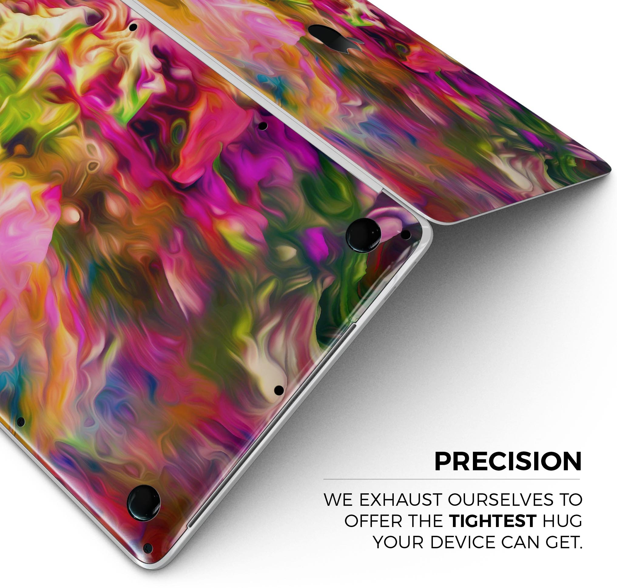 Blurred Abstract Flow V23 skin decal wrap kit for Apple MacBook, showcasing vibrant colors and a sleek design.