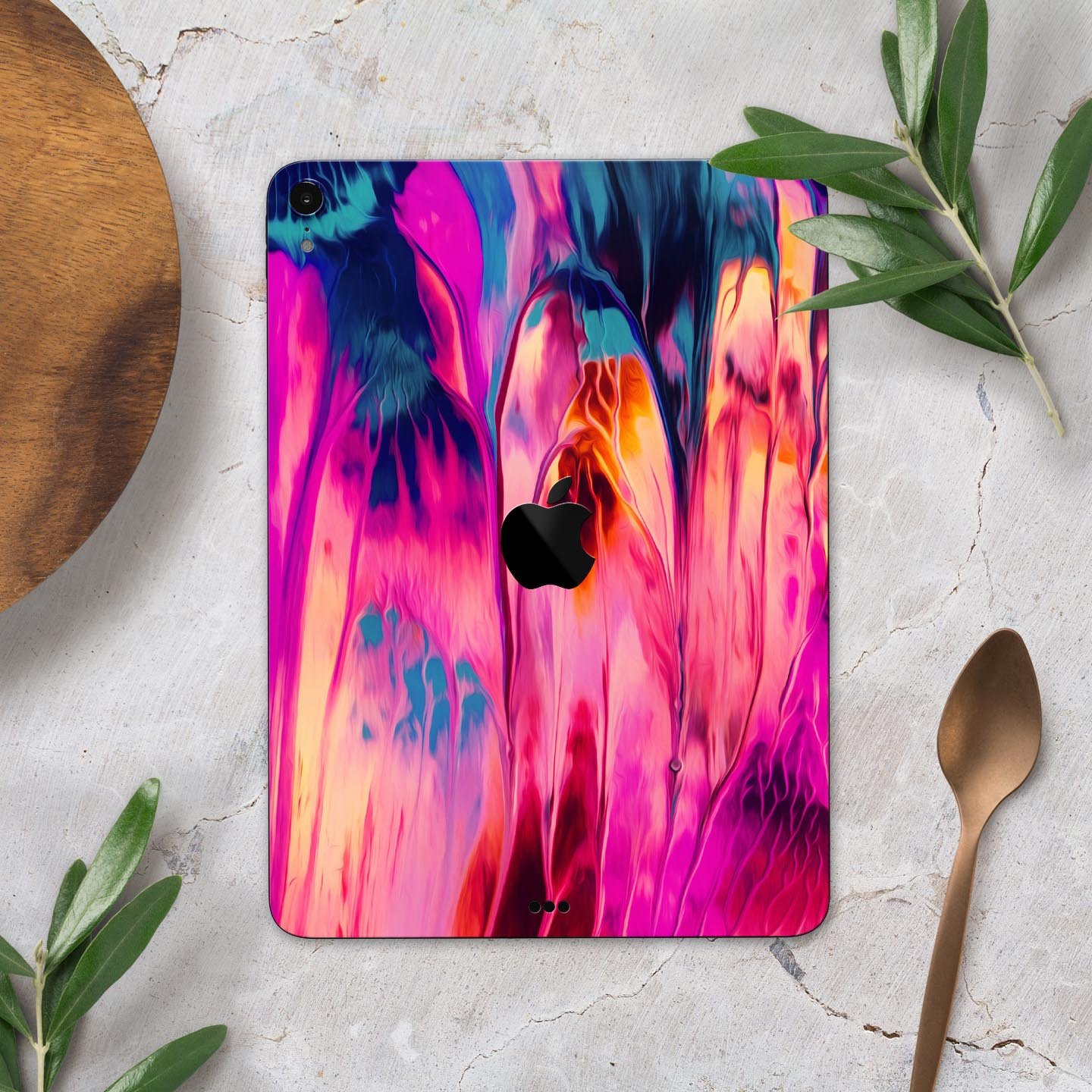 Blurred Abstract Flow V24 full body skin decal for Apple iPad, showcasing a vibrant abstract design with premium 3M material.