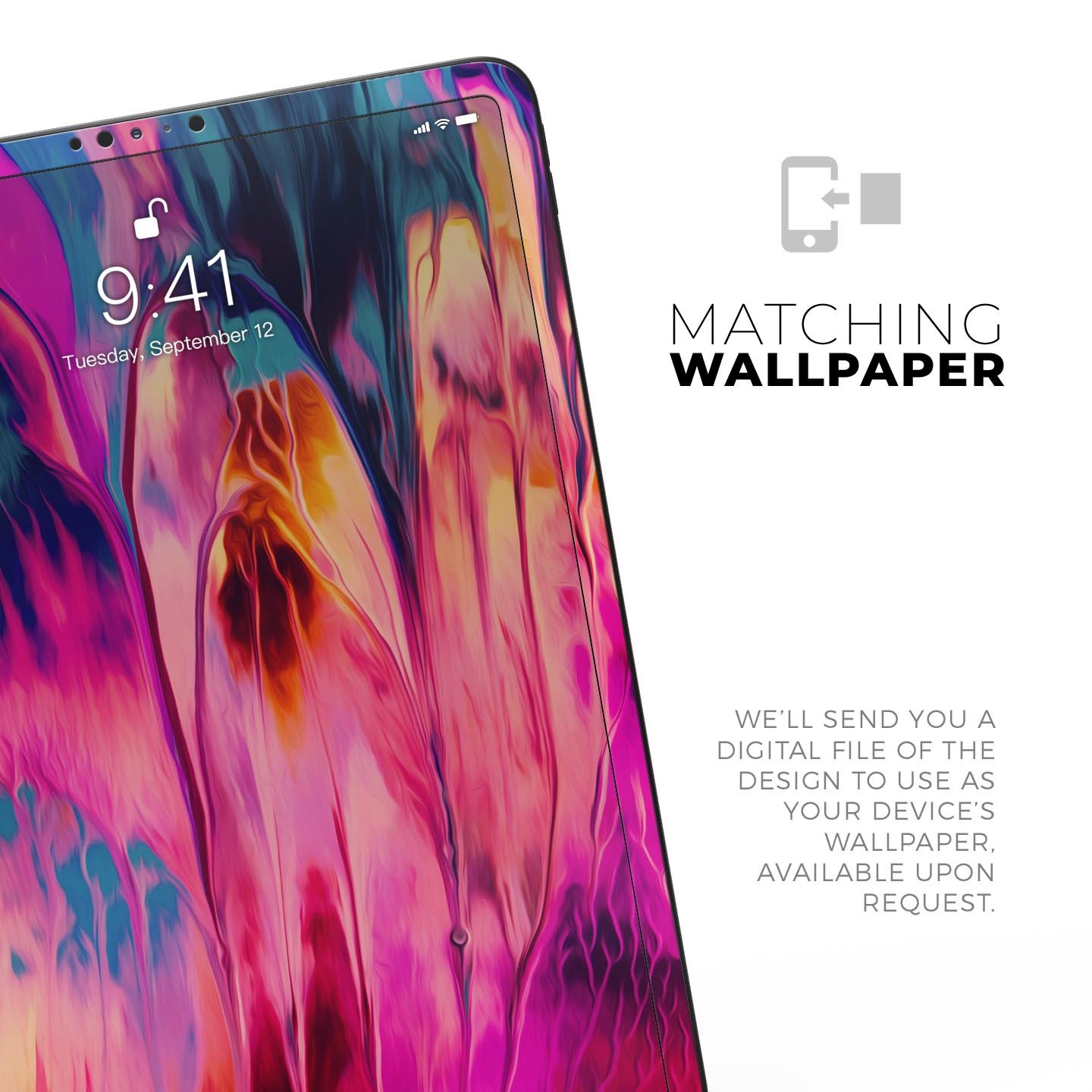 Blurred Abstract Flow V24 full body skin decal for Apple iPad, showcasing a vibrant abstract design with premium 3M material.