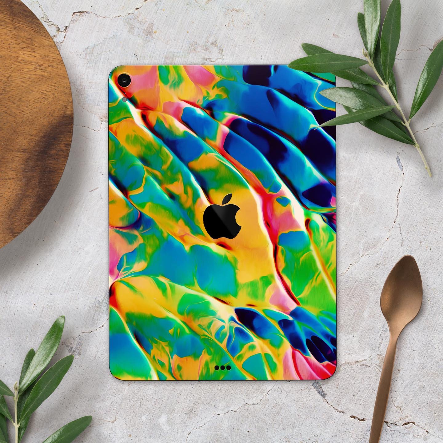 Blurred Abstract Flow V25 skin decal for Apple iPad, showcasing vibrant abstract design and premium 3M material.