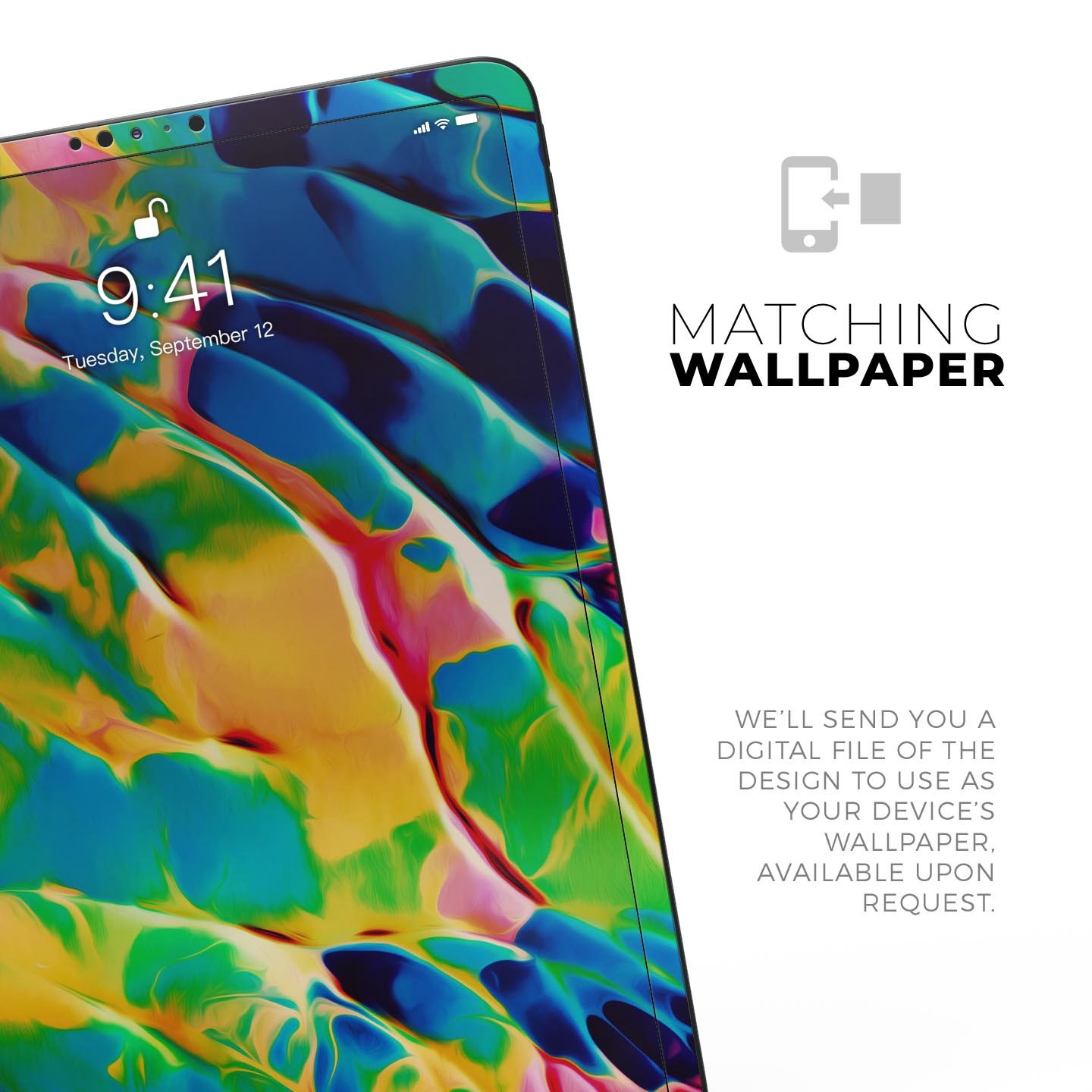 Blurred Abstract Flow V25 skin decal for Apple iPad, showcasing vibrant abstract design and premium 3M material.