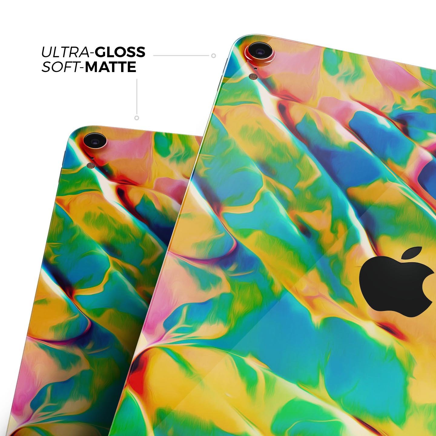 Blurred Abstract Flow V25 skin decal for Apple iPad, showcasing vibrant abstract design and premium 3M material.