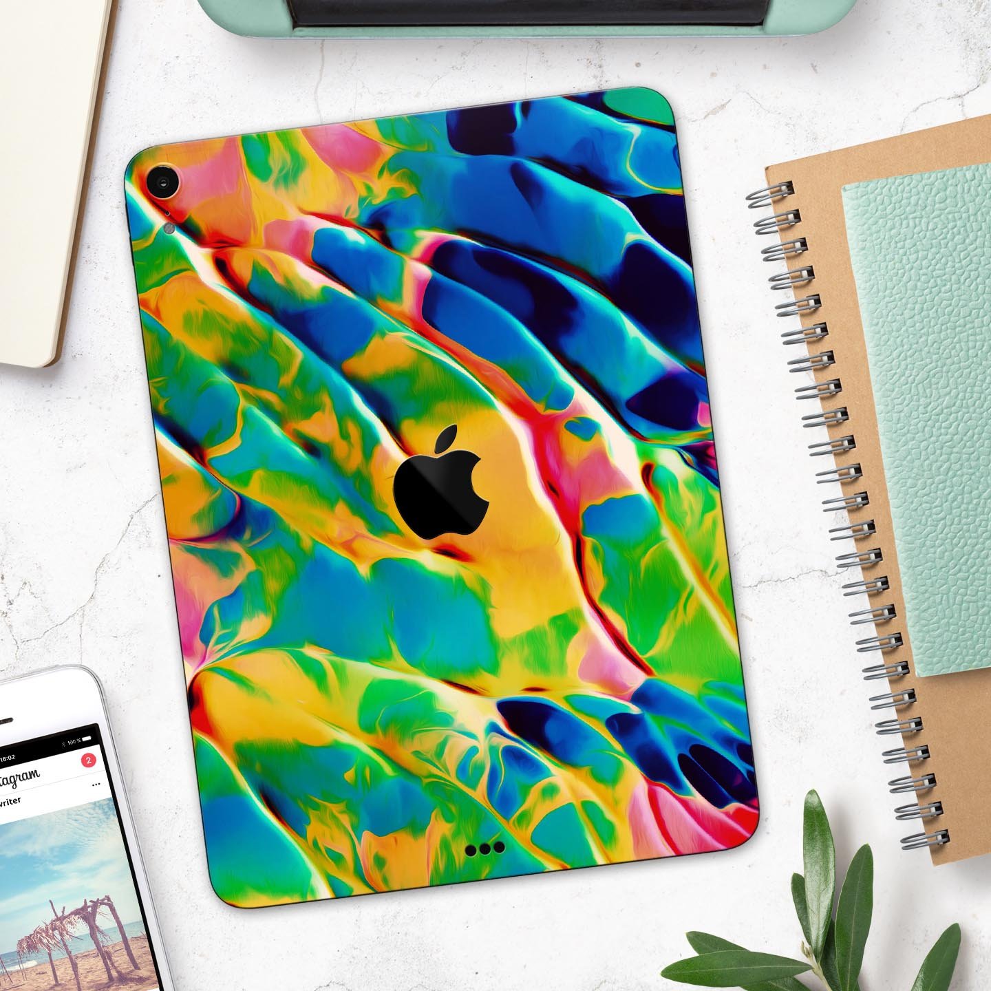 Blurred Abstract Flow V25 skin decal for Apple iPad, showcasing vibrant abstract design and premium 3M material.