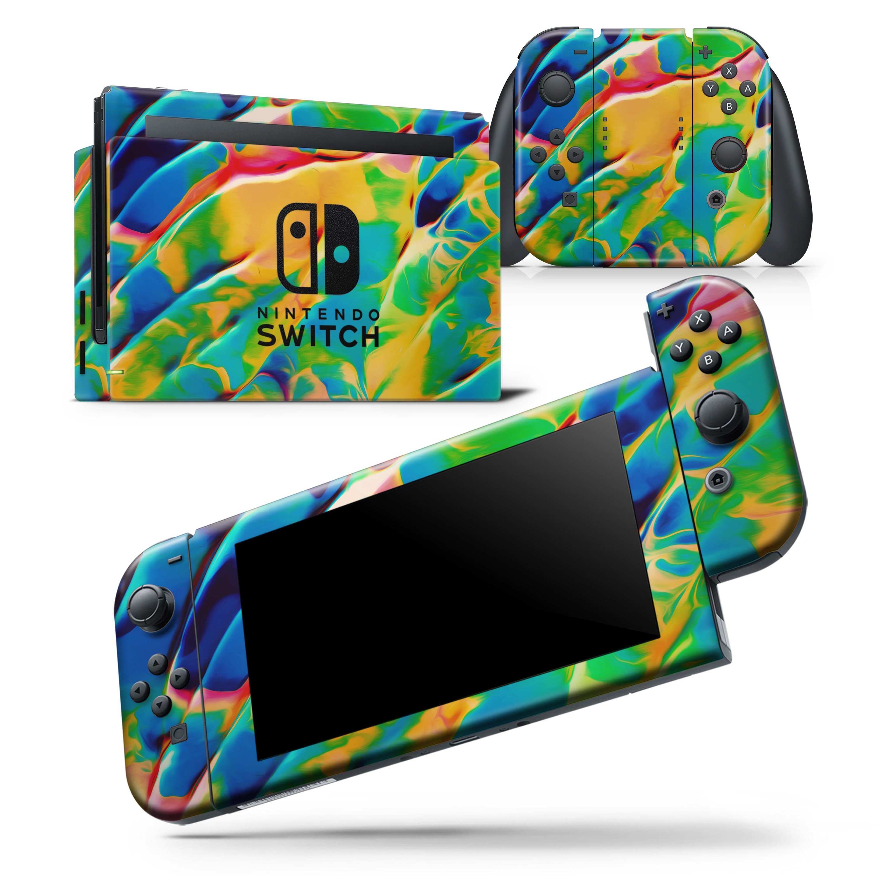 Blurred Abstract Flow V25 skin wrap decal for Nintendo Switch Lite, showcasing vibrant colors and a sleek design.