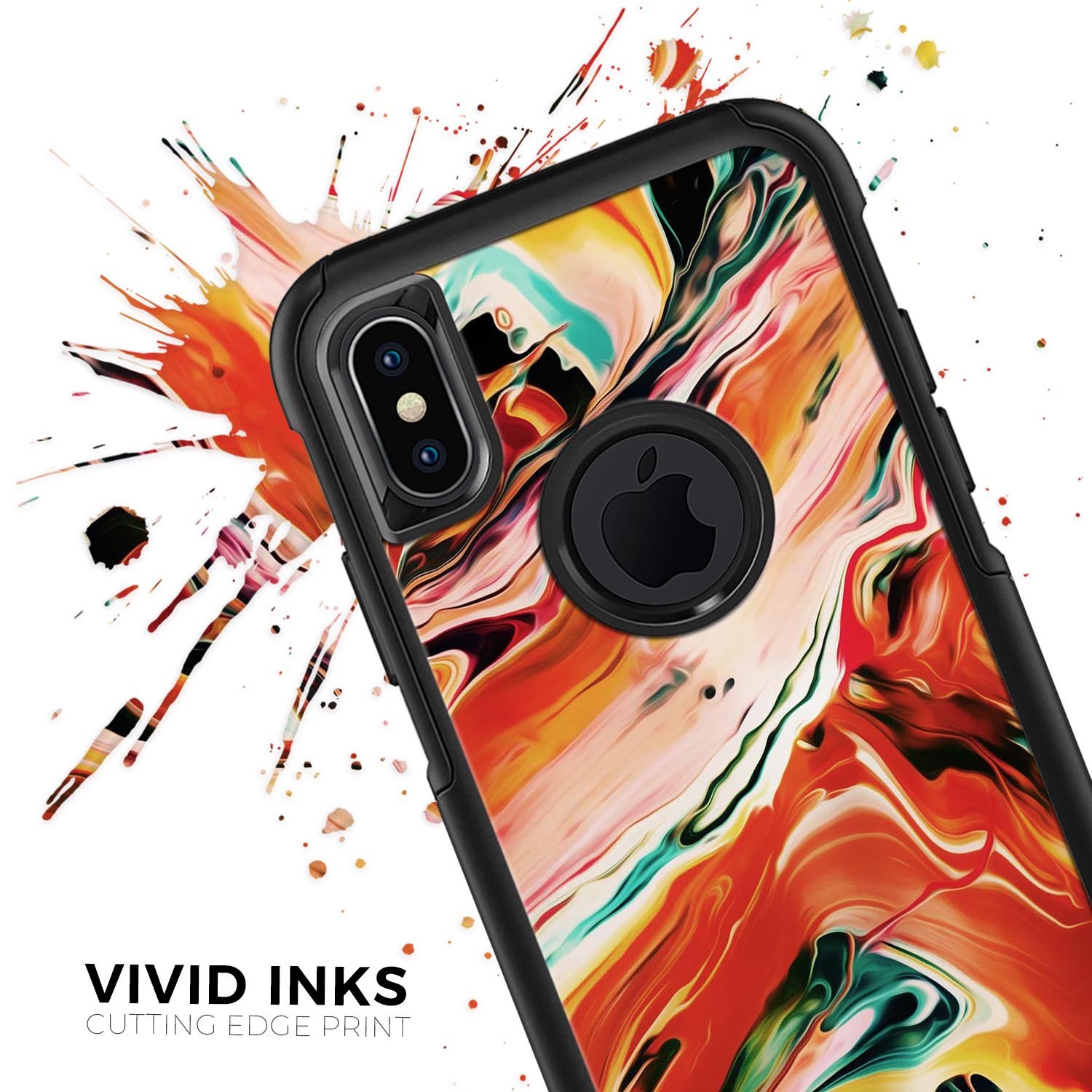 Blurred Abstract Flow V26 Skin Kit designed for iPhone OtterBox cases, showcasing a vibrant abstract design with a smooth finish.