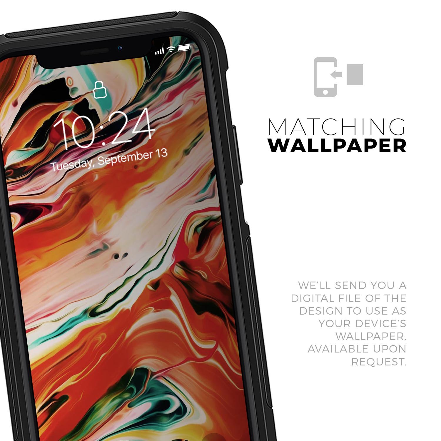 Blurred Abstract Flow V26 Skin Kit designed for iPhone OtterBox cases, showcasing a vibrant abstract design with a smooth finish.