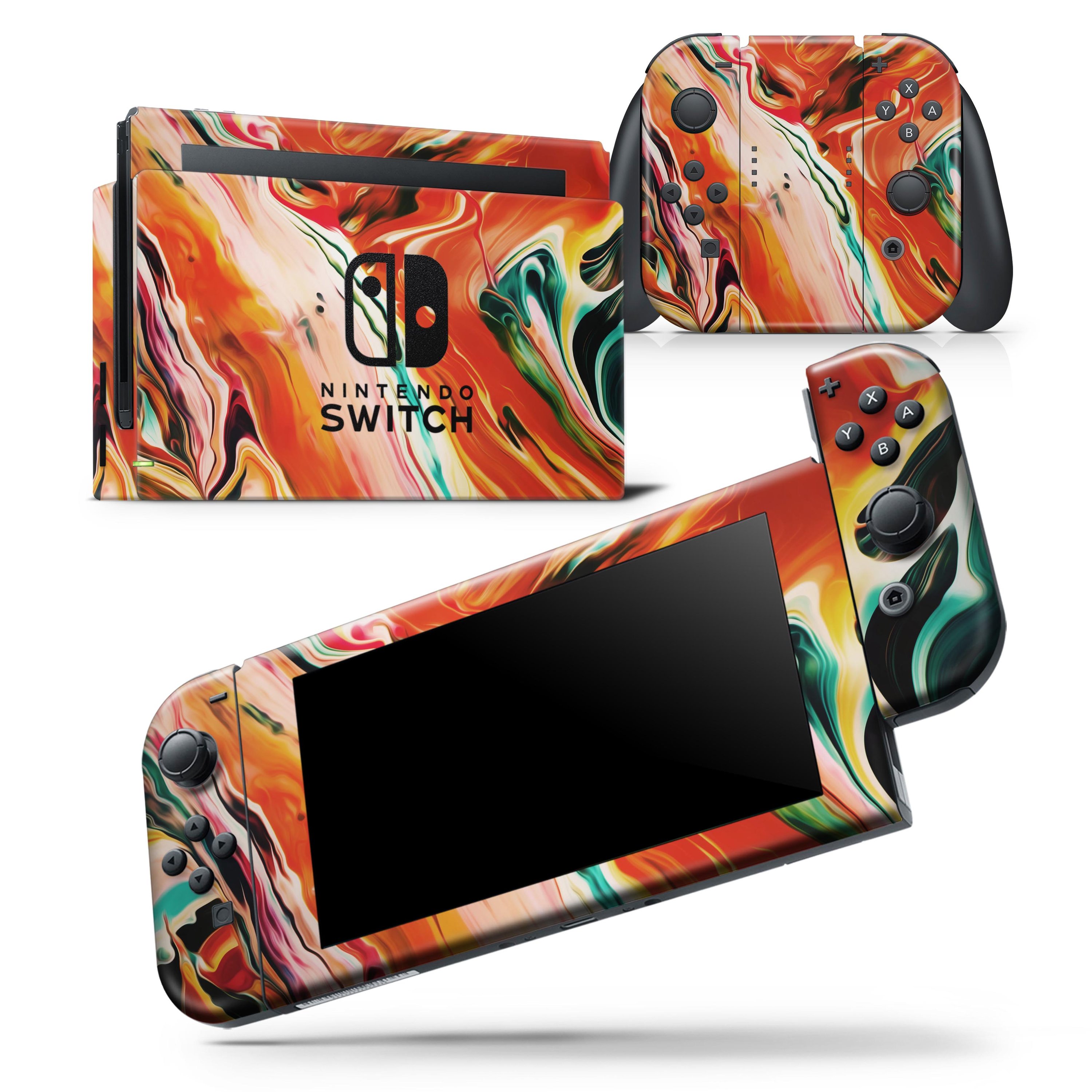 Blurred Abstract Flow V26 skin wrap decal for Nintendo Switch Lite, showcasing vibrant colors and a sleek design.