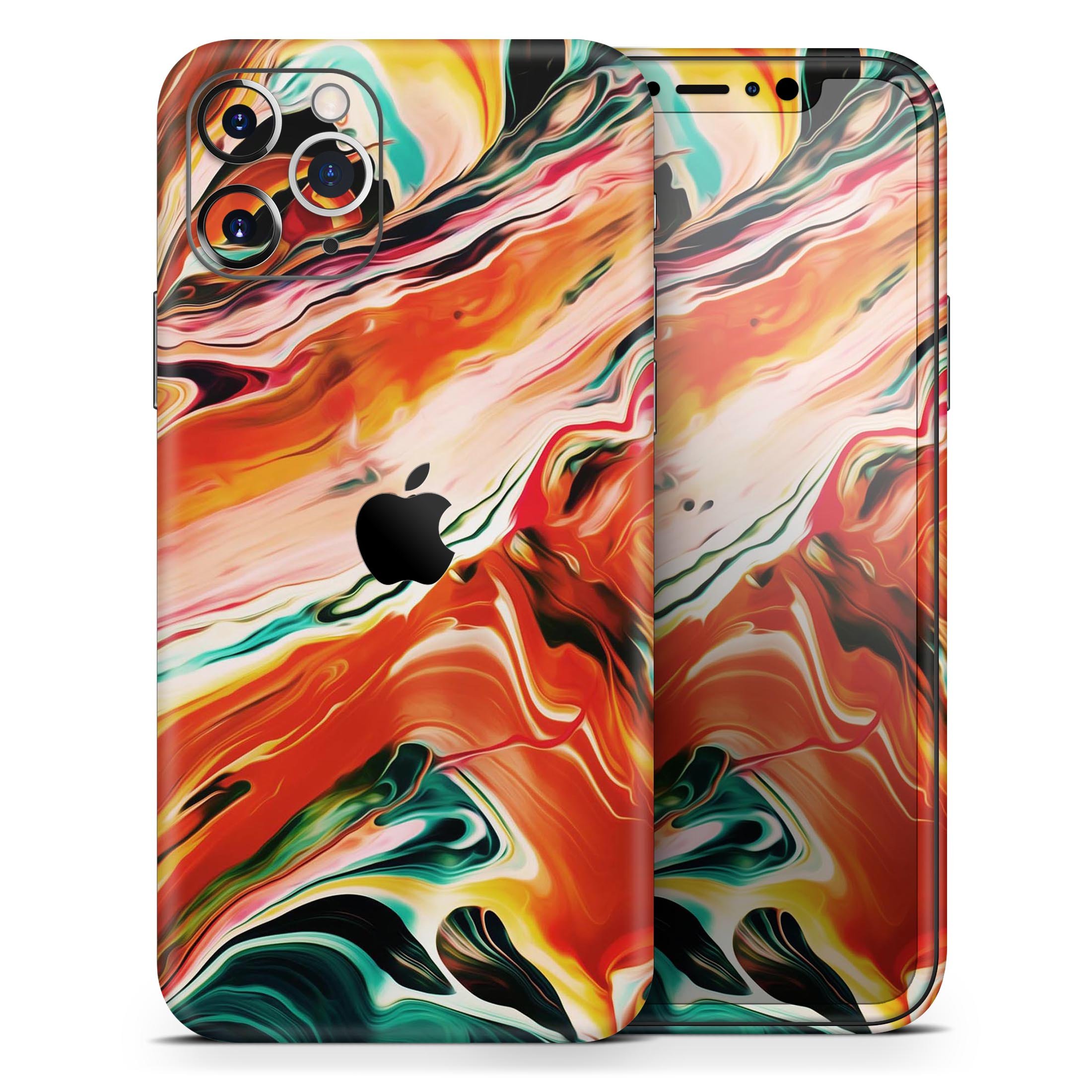 Blurred Abstract Flow V26 Skin-Kit for Apple iPhone, showcasing vibrant colors and a sleek design.