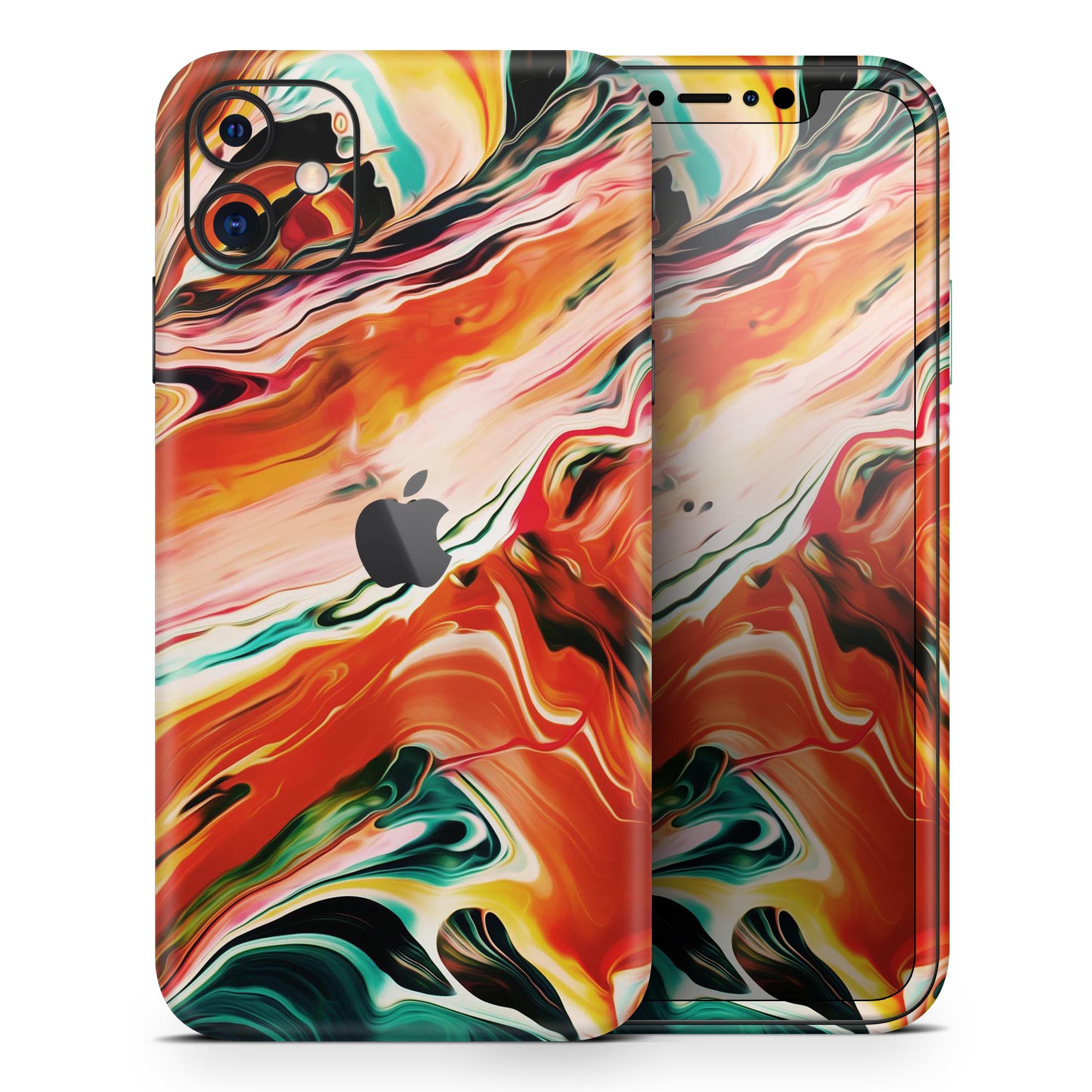 Blurred Abstract Flow V26 Skin-Kit for Apple iPhone, showcasing vibrant colors and a sleek design.