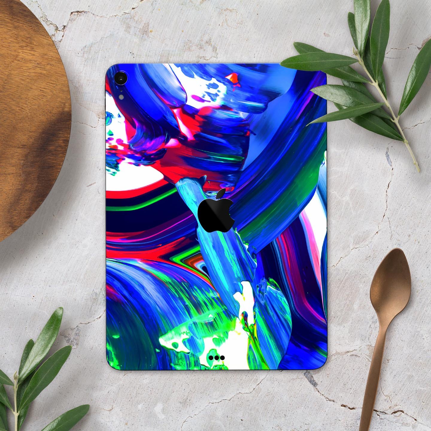 Blurred Abstract Flow V27 skin decal for Apple iPad, showcasing a vibrant abstract design with premium 3M material for protection.