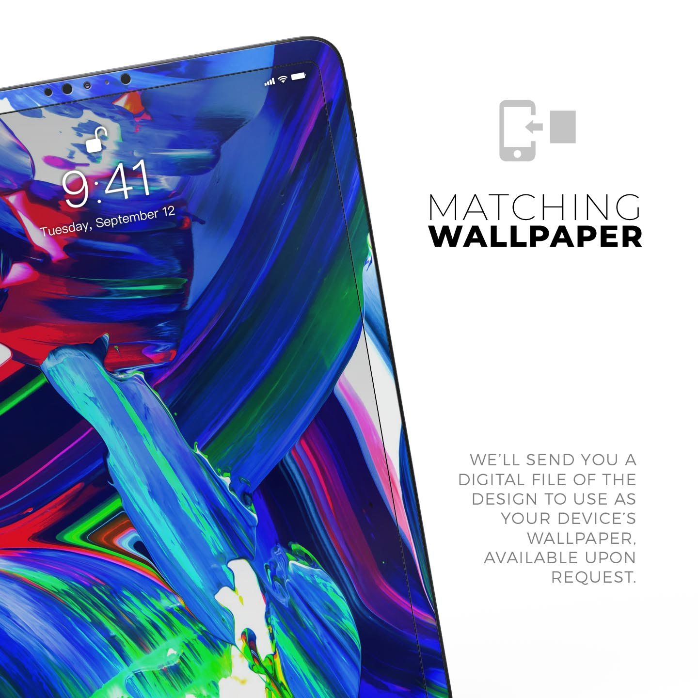 Blurred Abstract Flow V27 skin decal for Apple iPad, showcasing a vibrant abstract design with premium 3M material for protection.