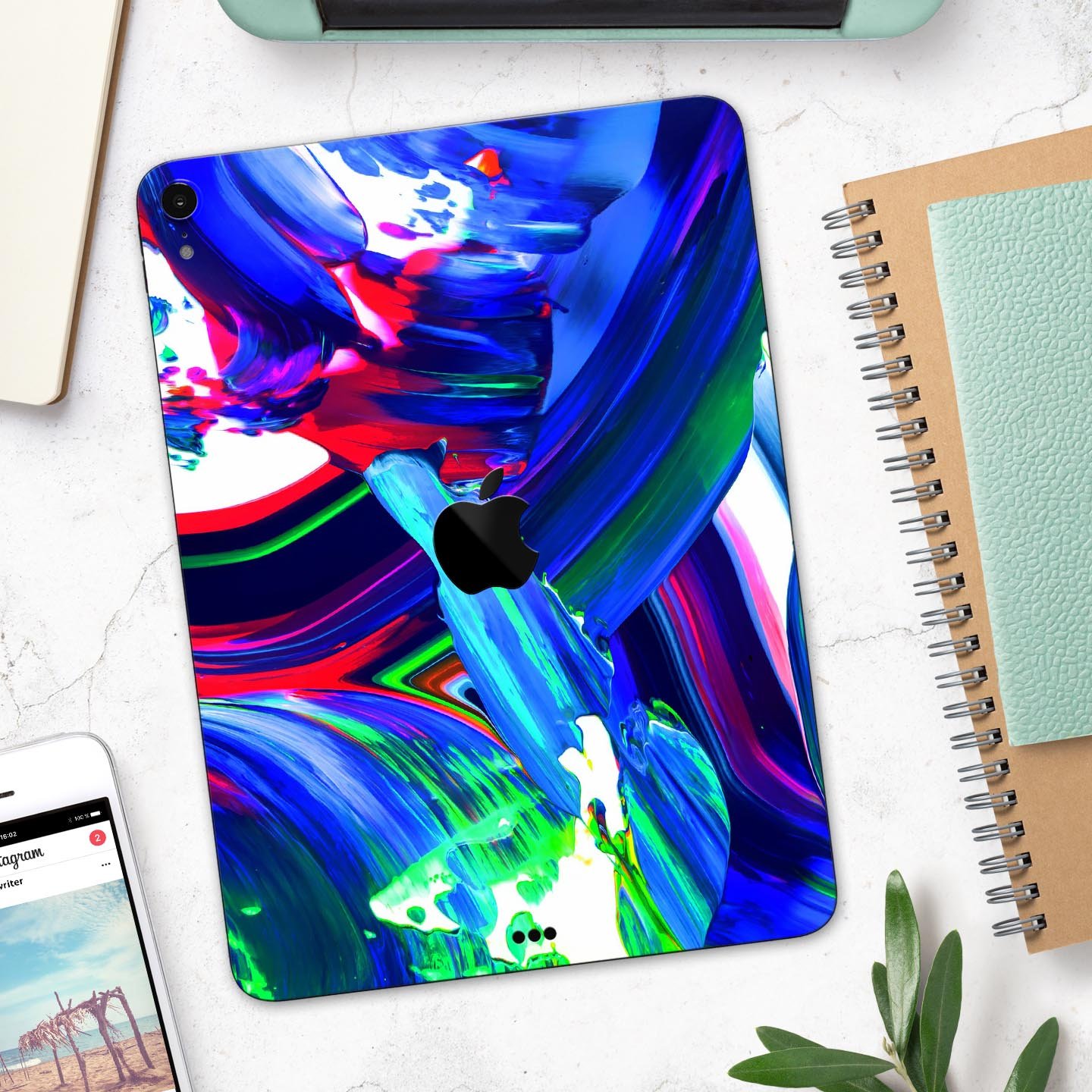 Blurred Abstract Flow V27 skin decal for Apple iPad, showcasing a vibrant abstract design with premium 3M material for protection.