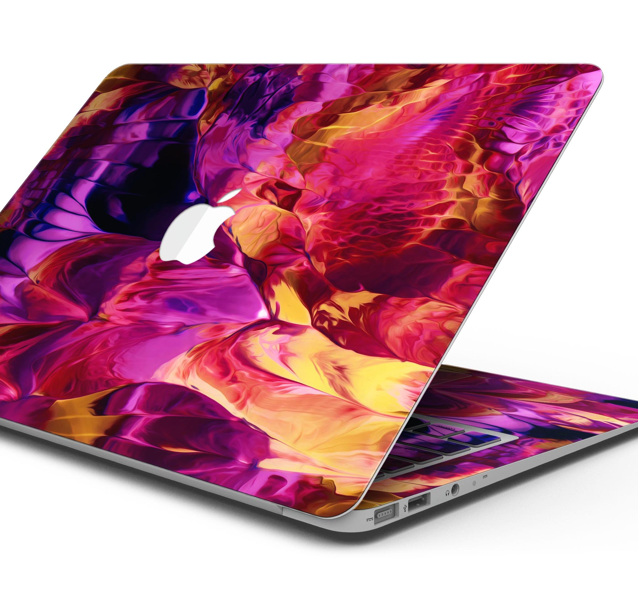 Blurred Abstract Flow V28 skin decal wrap kit for Apple MacBook, showcasing a vibrant abstract design with a smooth finish.