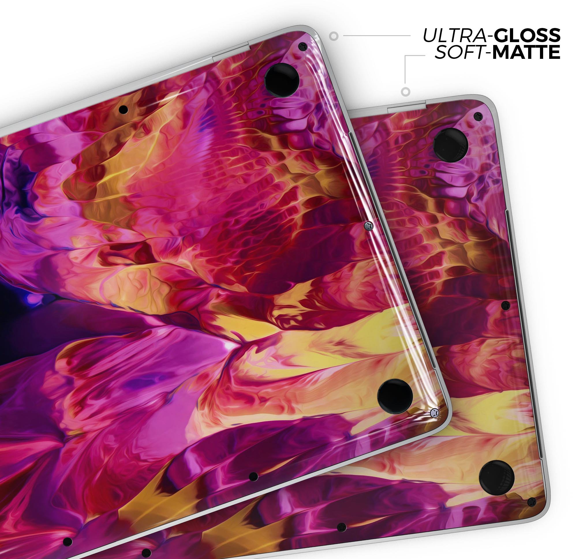 Blurred Abstract Flow V28 skin decal wrap kit for Apple MacBook, showcasing a vibrant abstract design with a smooth finish.