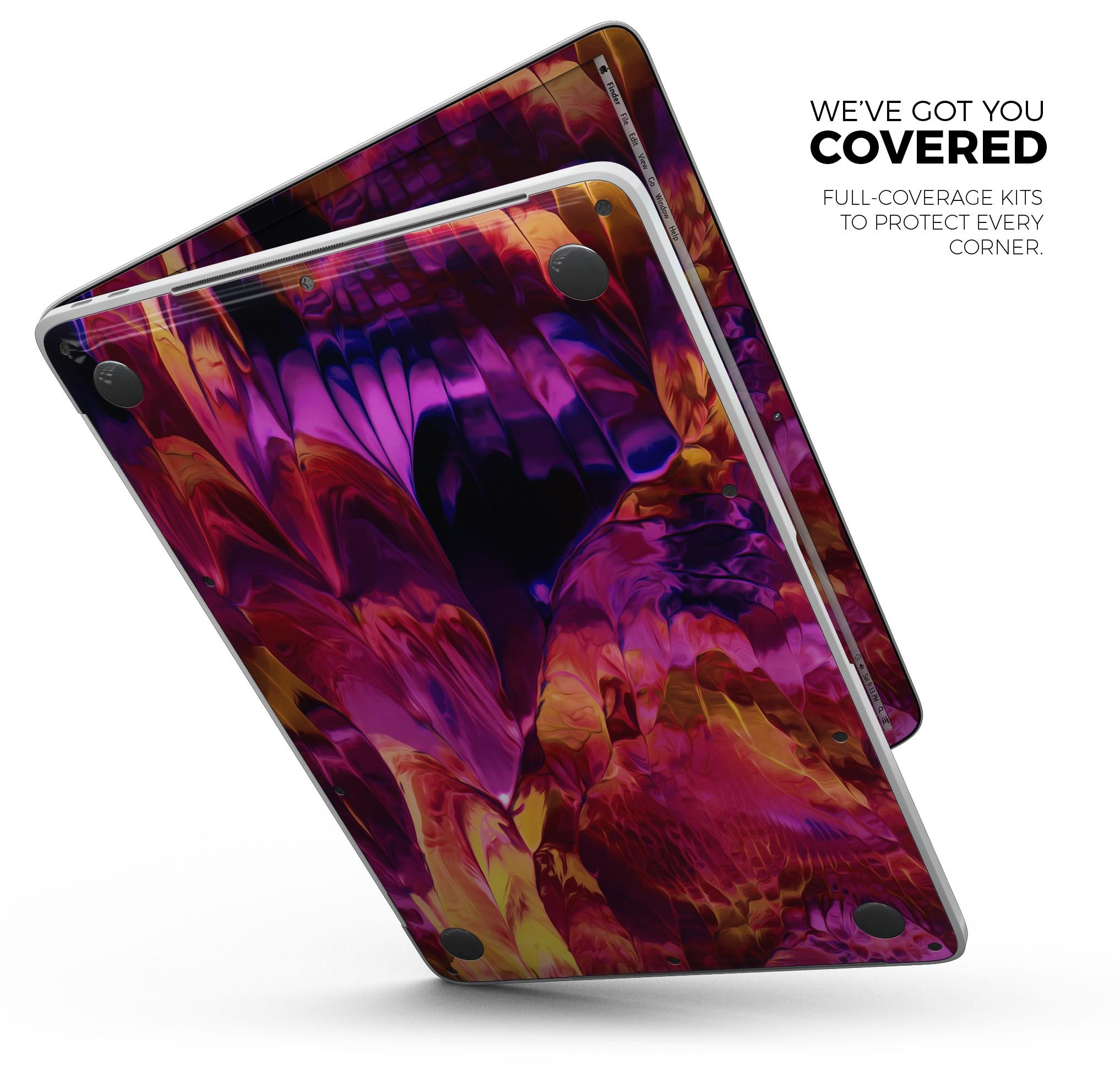 Blurred Abstract Flow V28 skin decal wrap kit for Apple MacBook, showcasing a vibrant abstract design with a smooth finish.