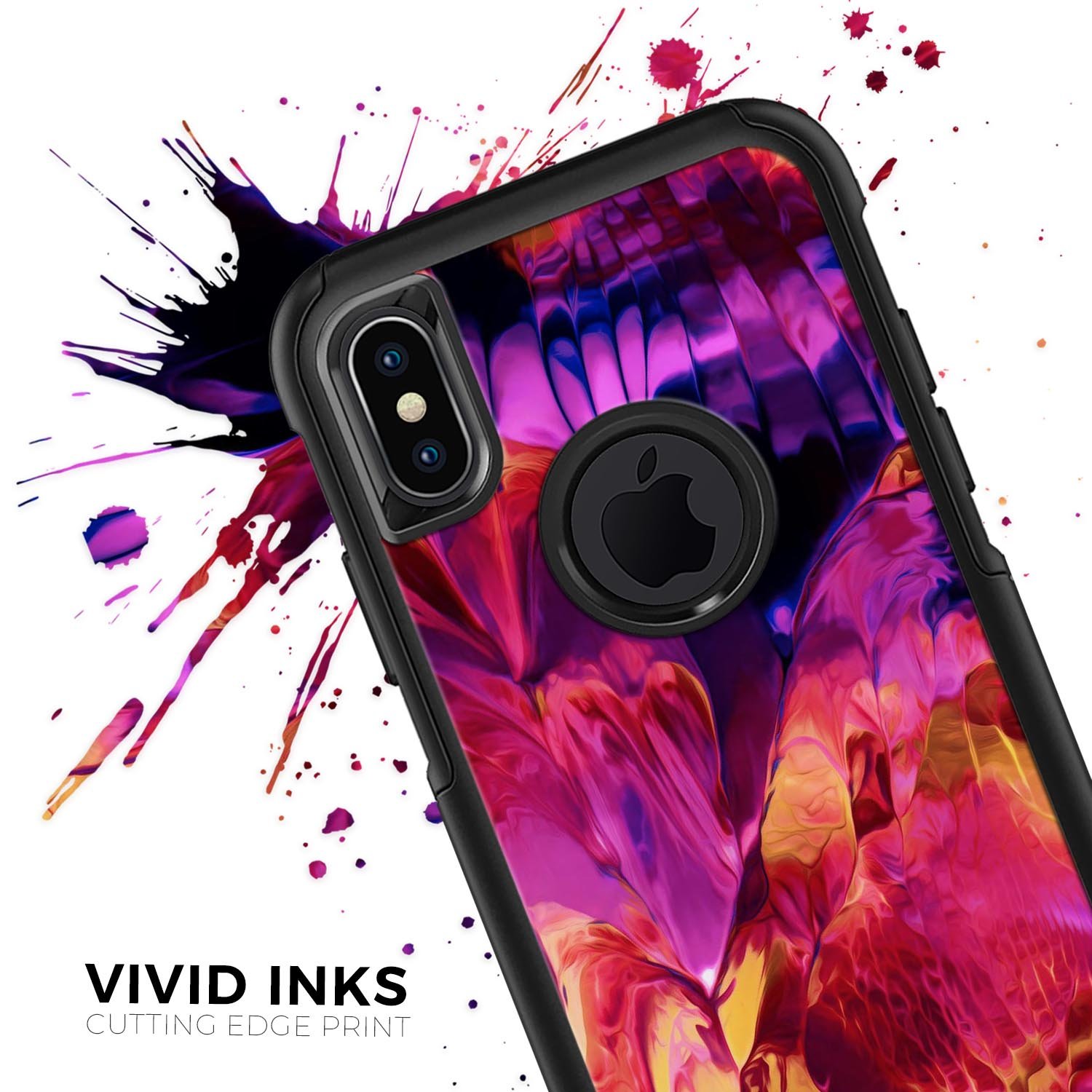 Blurred Abstract Flow V28 Skin Kit designed for iPhone OtterBox cases, showcasing vibrant abstract patterns and ultra-thin protection.