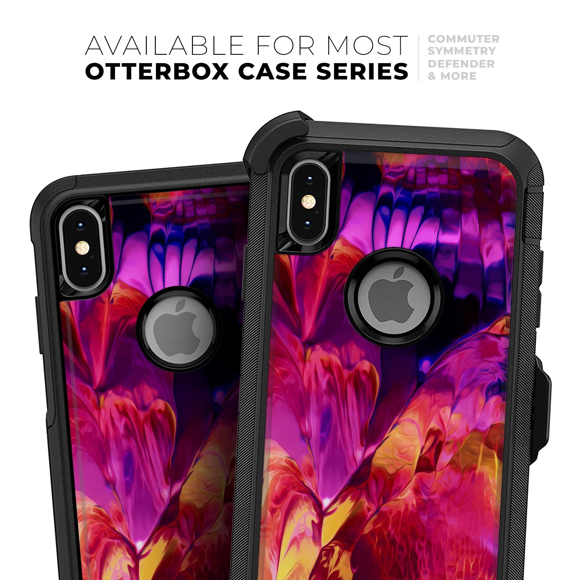 Blurred Abstract Flow V28 Skin Kit designed for iPhone OtterBox cases, showcasing vibrant abstract patterns and ultra-thin protection.