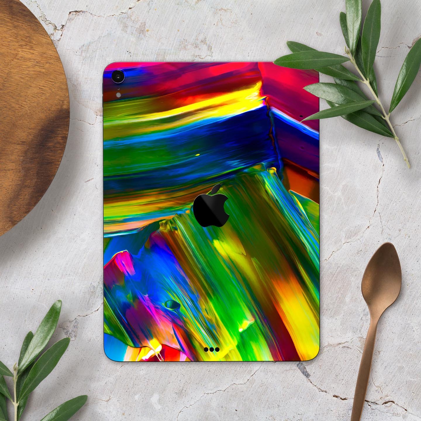 Blurred Abstract Flow V29 skin decal for Apple iPad, showcasing vibrant colors and a sleek design for full-body protection.