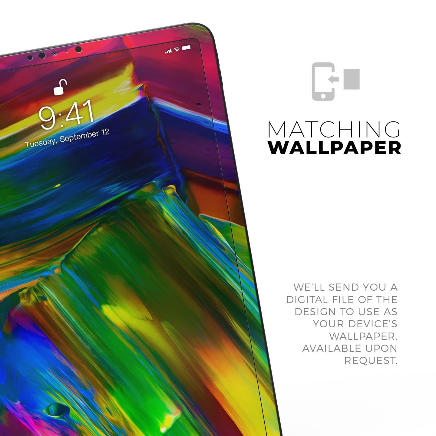 Blurred Abstract Flow V29 skin decal for Apple iPad, showcasing vibrant colors and a sleek design for full-body protection.