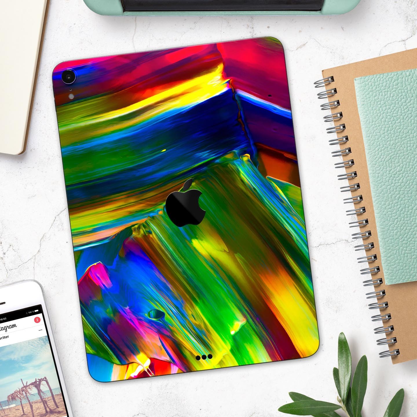 Blurred Abstract Flow V29 skin decal for Apple iPad, showcasing vibrant colors and a sleek design for full-body protection.