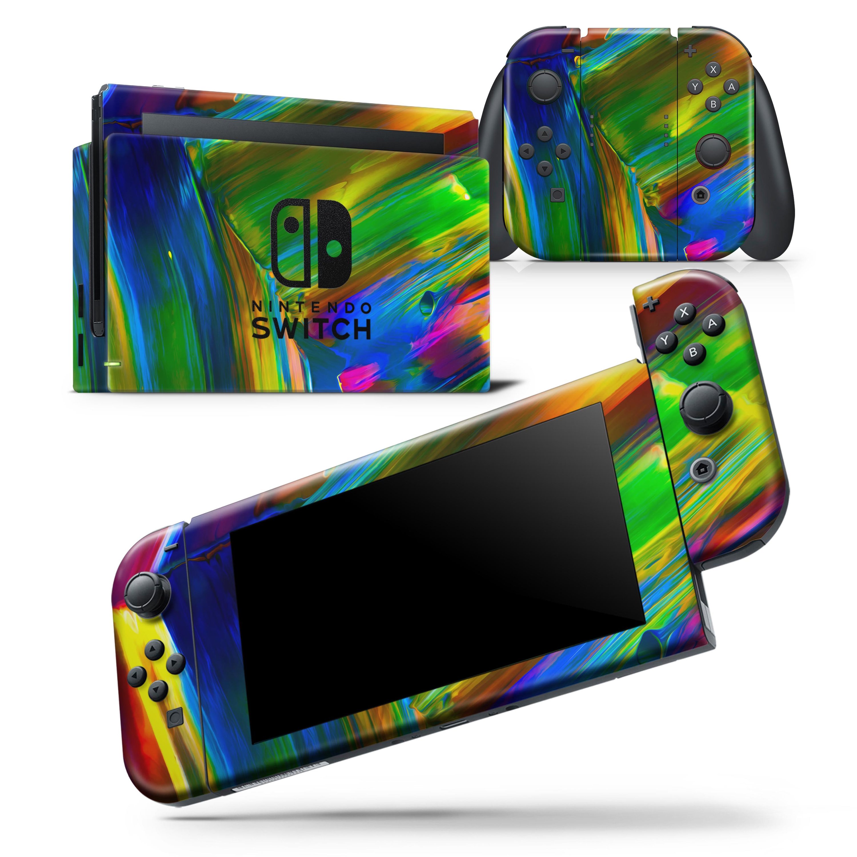 Blurred Abstract Flow V29 skin wrap decal for Nintendo Switch Lite, showcasing vibrant colors and unique abstract design.