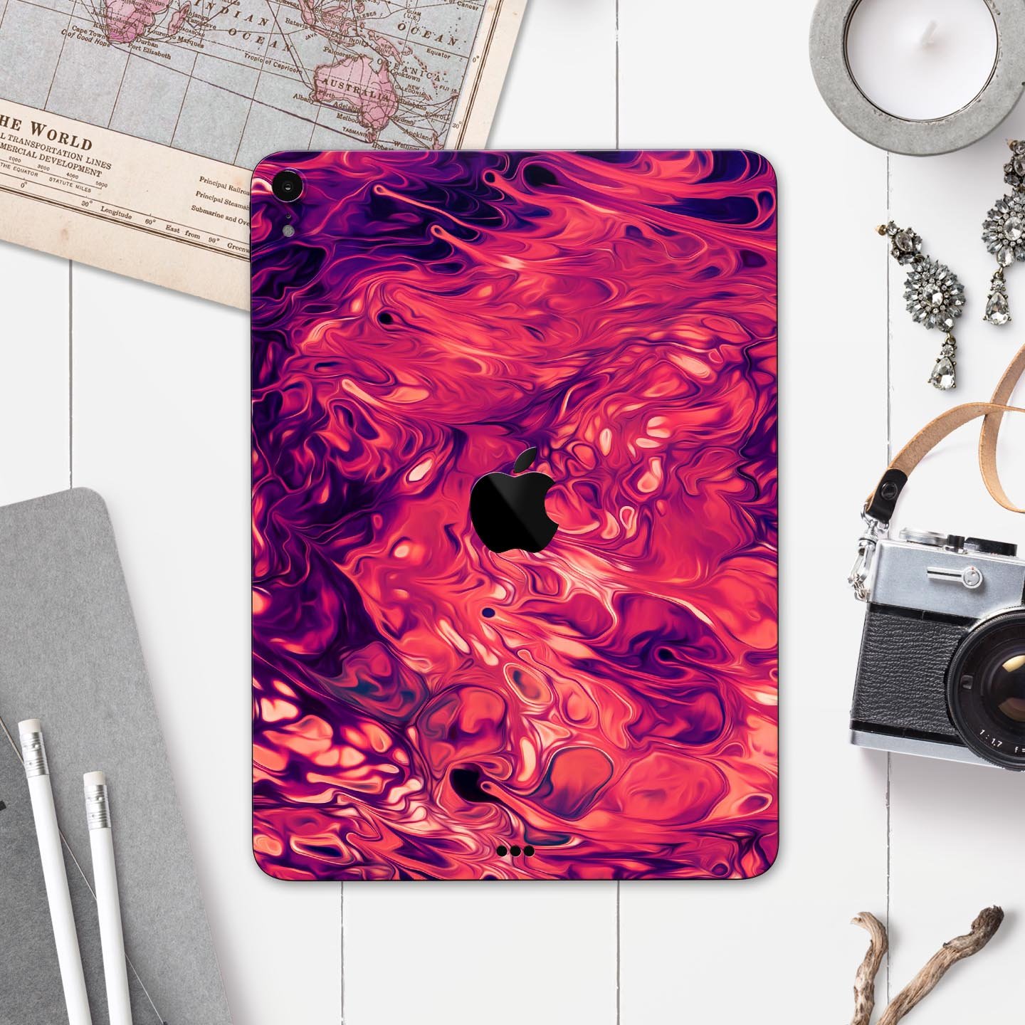 Blurred Abstract Flow V3 skin decal for Apple iPad Pro, showcasing a vibrant abstract design with a smooth finish.