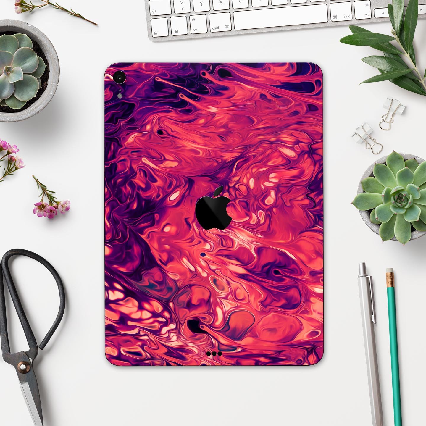 Blurred Abstract Flow V3 skin decal for Apple iPad Pro, showcasing a vibrant abstract design with a smooth finish.