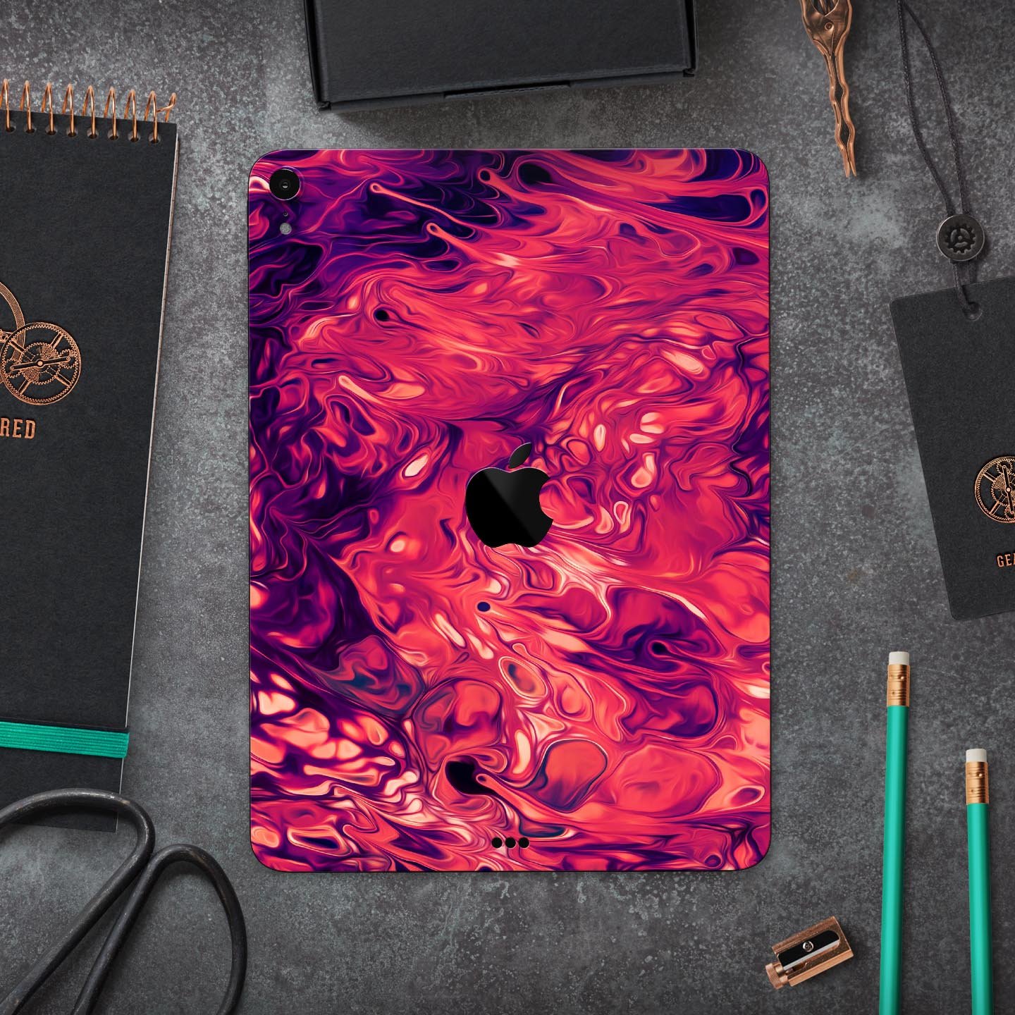 Blurred Abstract Flow V3 skin decal for Apple iPad Pro, showcasing a vibrant abstract design with a smooth finish.