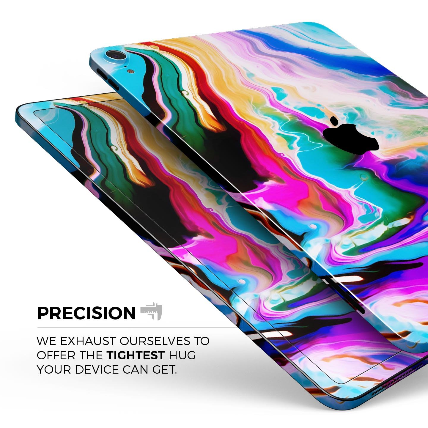 Blurred Abstract Flow V33 skin decal for Apple iPad, showcasing a vibrant abstract design with a smooth finish.