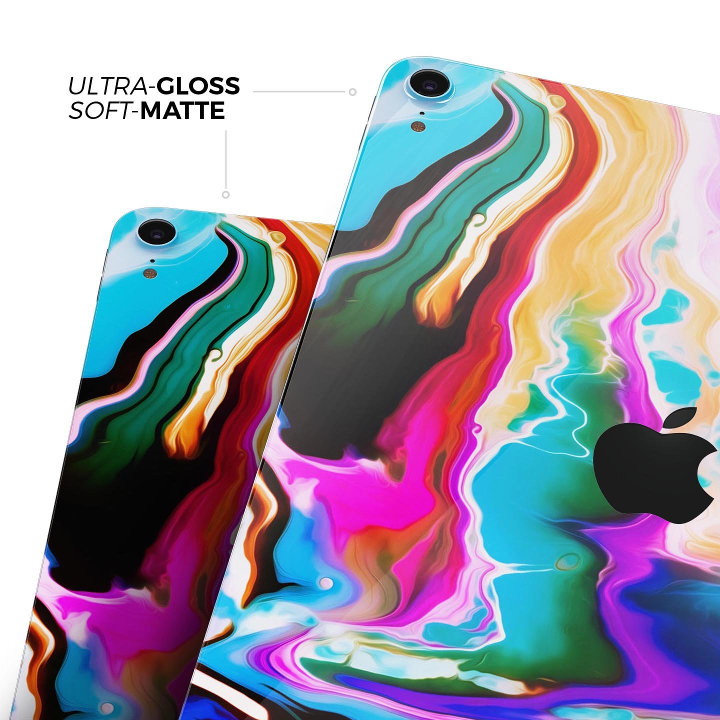 Blurred Abstract Flow V33 skin decal for Apple iPad, showcasing a vibrant abstract design with a smooth finish.