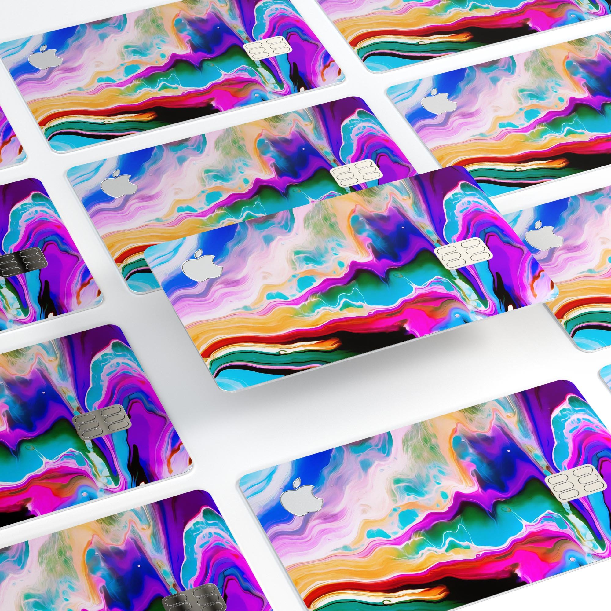 Blurred Abstract Flow V33 decal skin for Apple Card, showcasing a vibrant abstract design with premium vinyl texture.