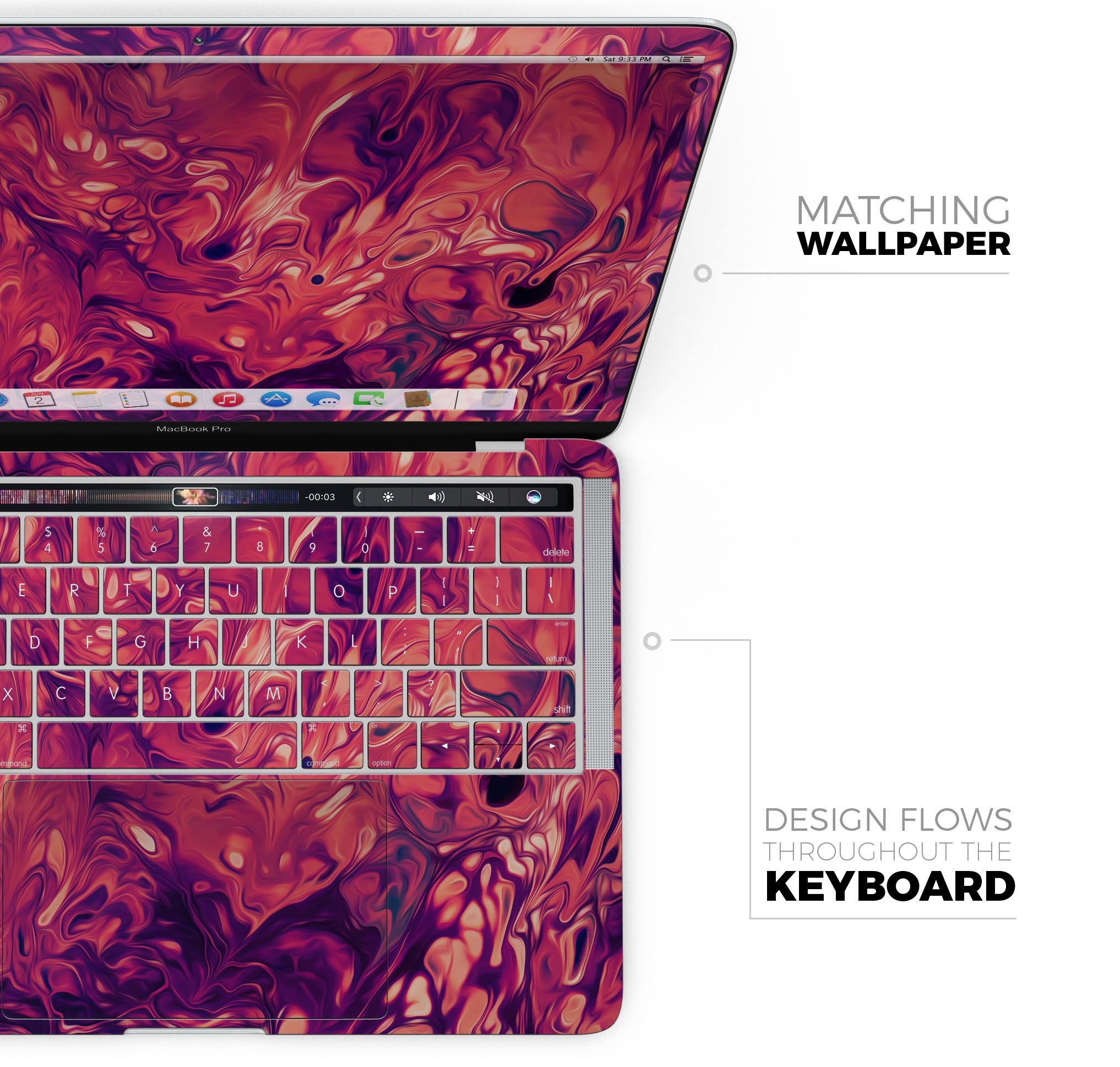 Blurred Abstract Flow V3 skin decal wrap kit for Apple MacBook, showcasing vibrant abstract design and premium vinyl material.