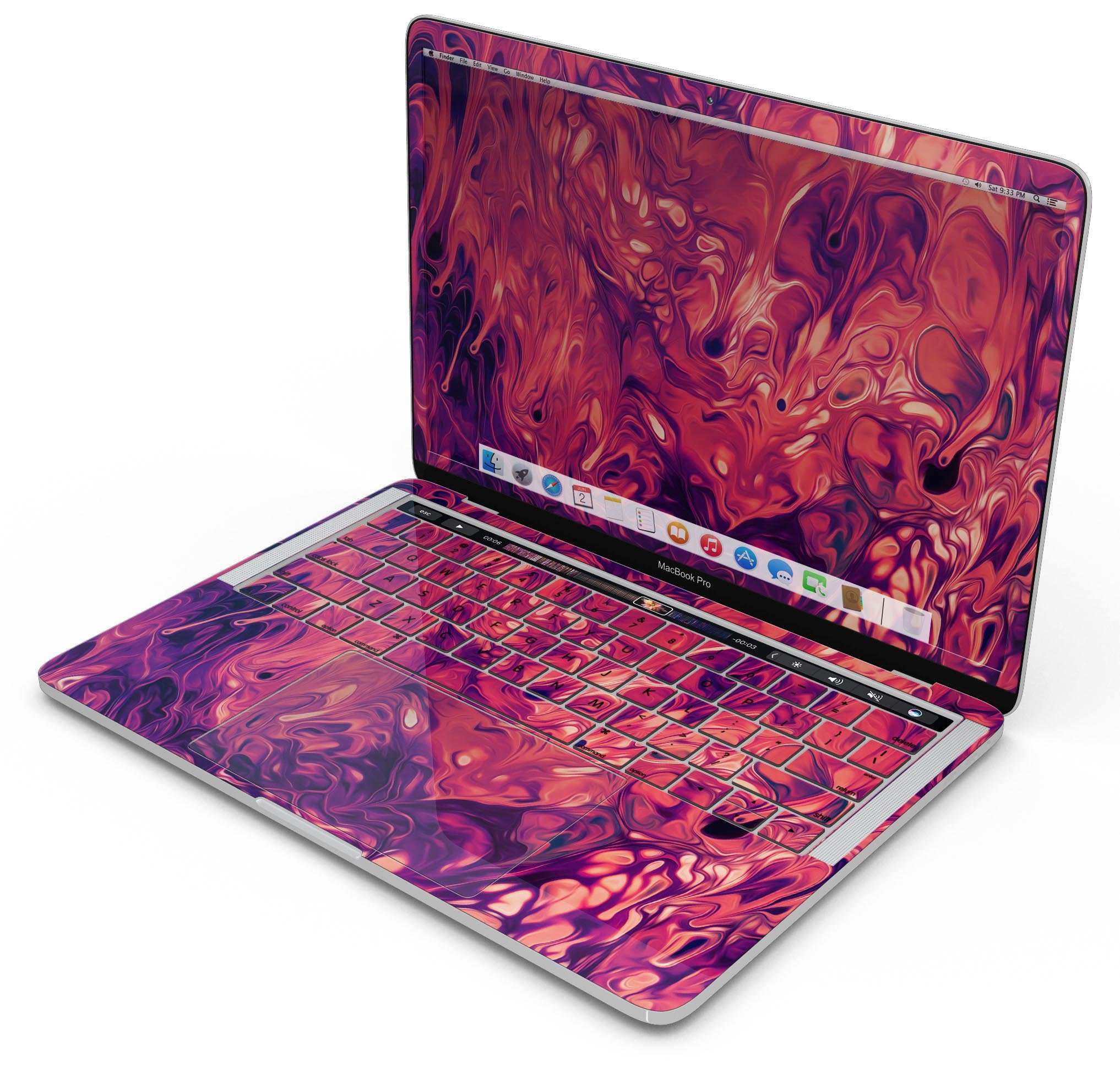 Blurred Abstract Flow V3 skin decal wrap kit for Apple MacBook, showcasing vibrant abstract design and premium vinyl material.