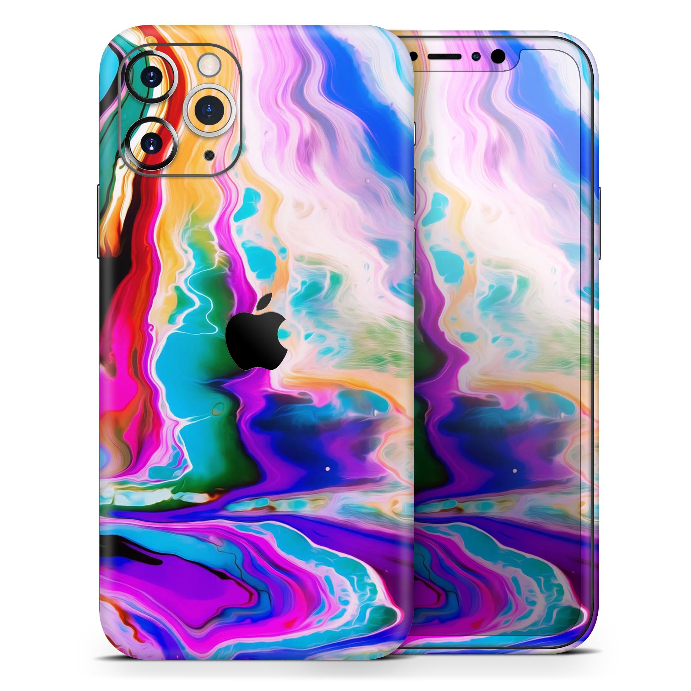 Blurred Abstract Flow V33 skin for Apple iPhone, showcasing vibrant colors and a sleek design.