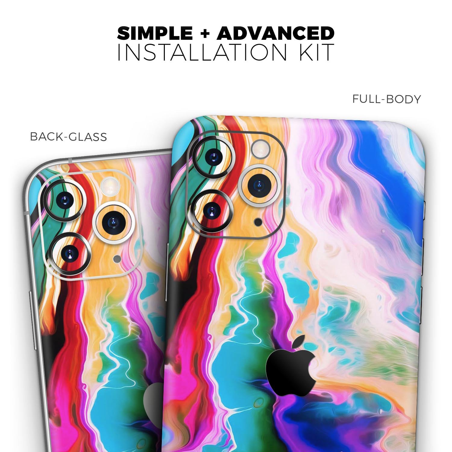 Blurred Abstract Flow V33 skin for Apple iPhone, showcasing vibrant colors and a sleek design.