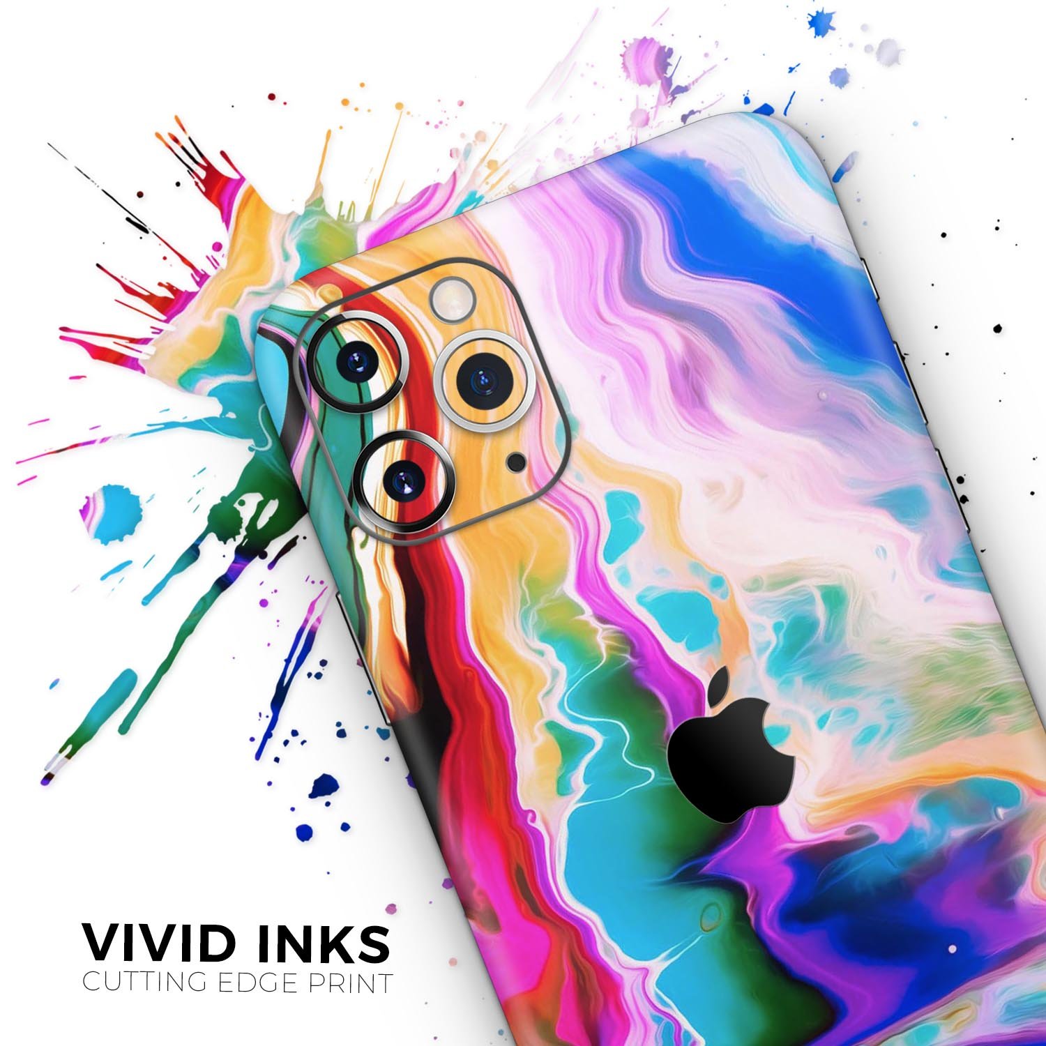 Blurred Abstract Flow V33 skin for Apple iPhone, showcasing vibrant colors and a sleek design.