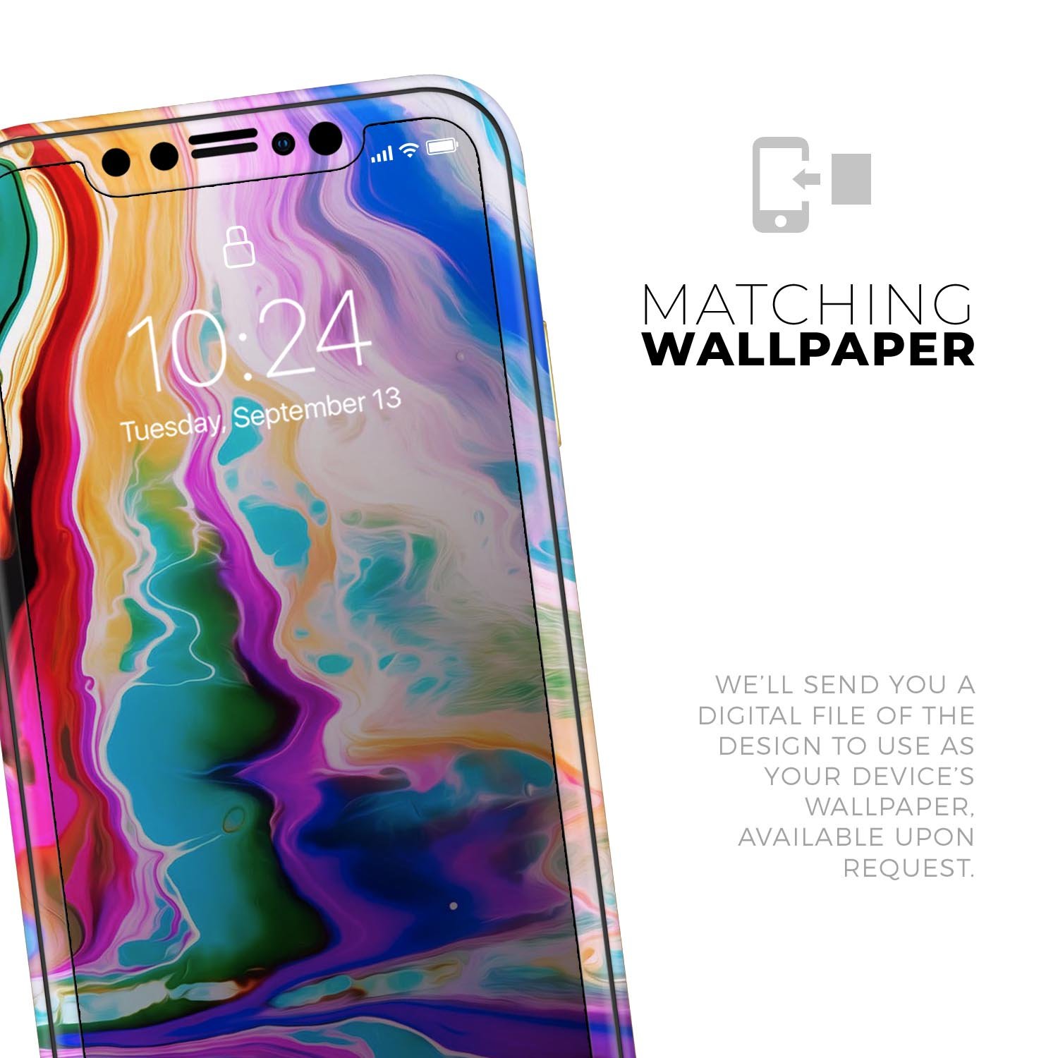 Blurred Abstract Flow V33 skin for Apple iPhone, showcasing vibrant colors and a sleek design.