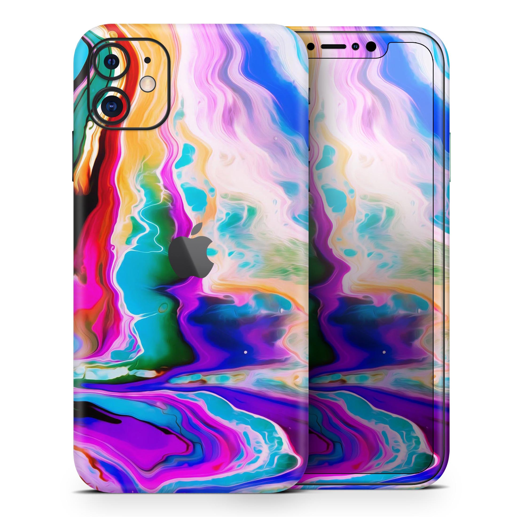 Blurred Abstract Flow V33 skin for Apple iPhone, showcasing vibrant colors and a sleek design.