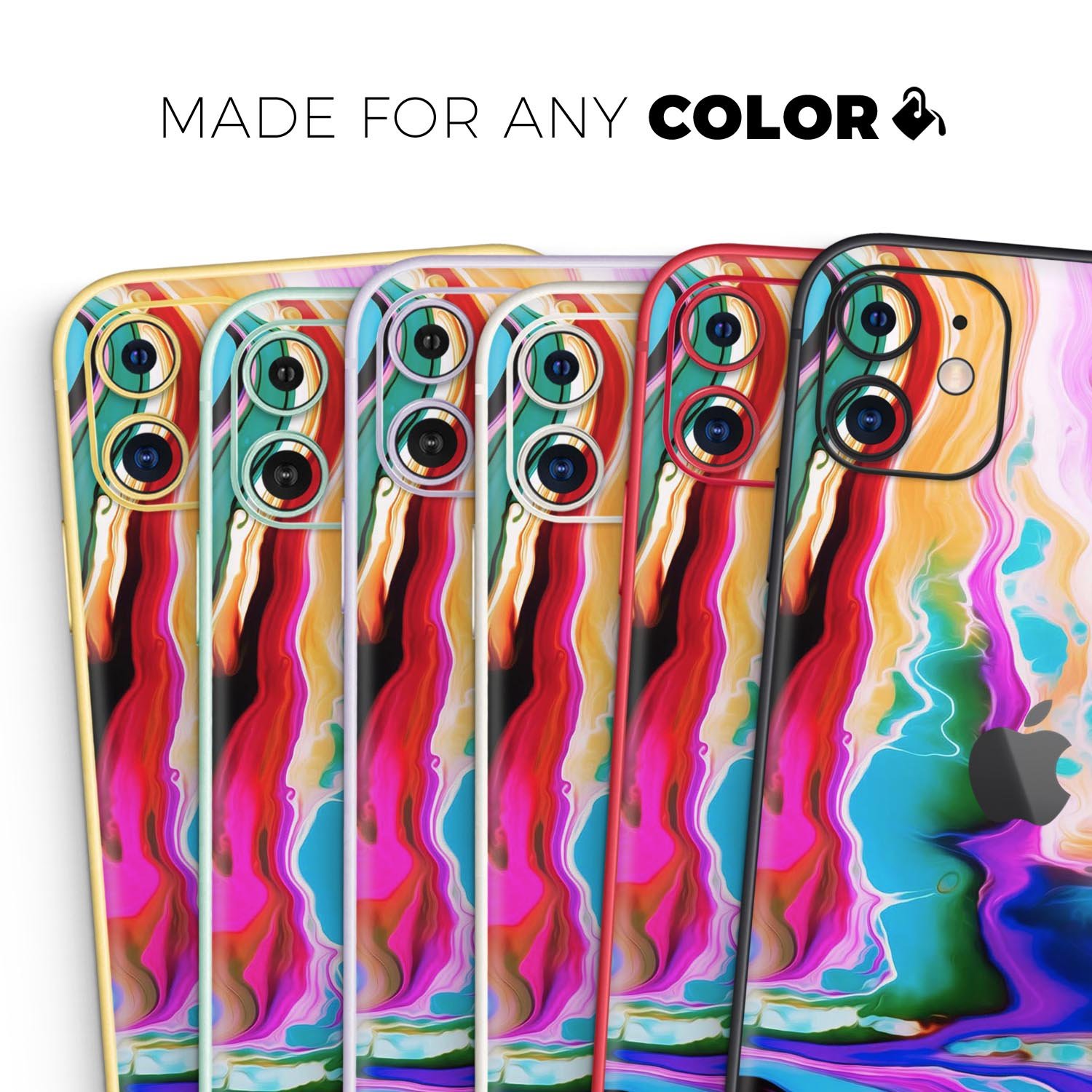 Blurred Abstract Flow V33 skin for Apple iPhone, showcasing vibrant colors and a sleek design.