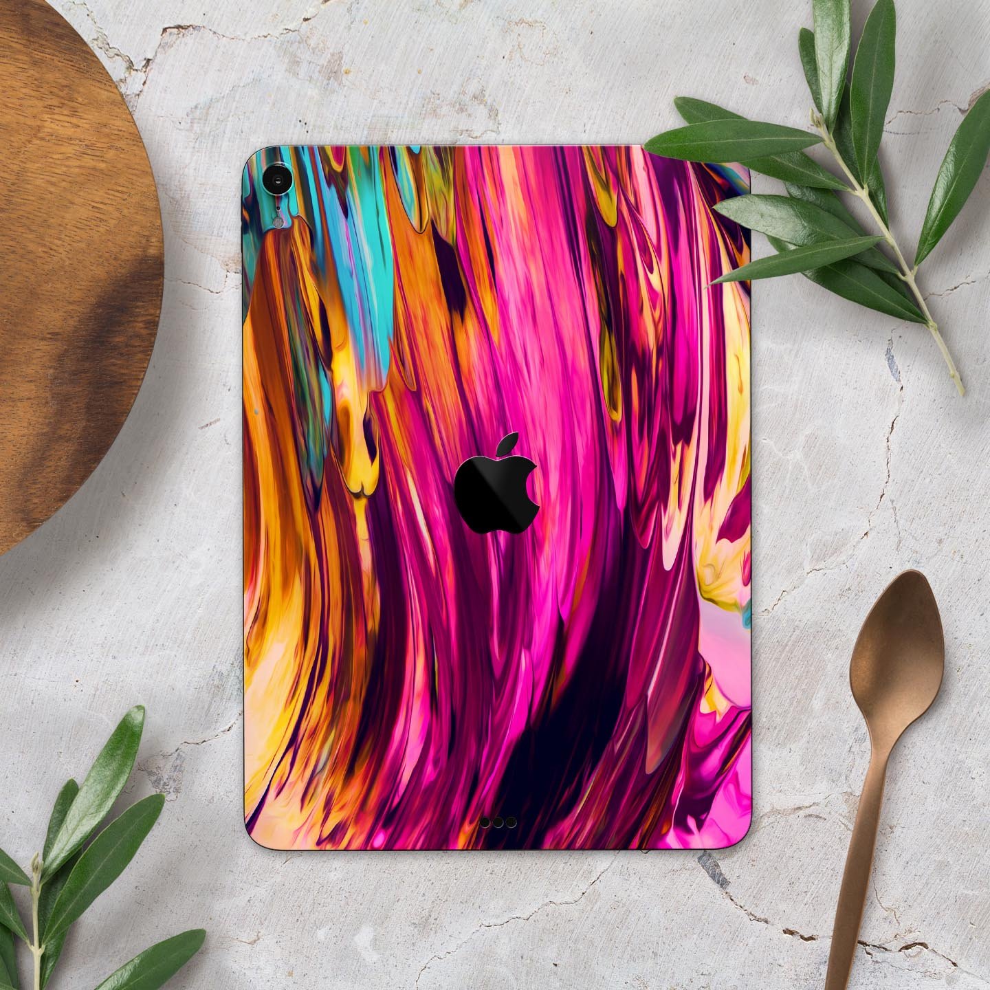 Blurred Abstract Flow V30 skin decal for Apple iPad, showcasing a vibrant abstract design with a smooth finish.