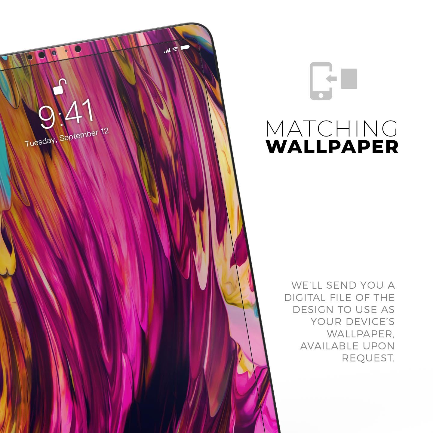 Blurred Abstract Flow V30 skin decal for Apple iPad, showcasing a vibrant abstract design with a smooth finish.